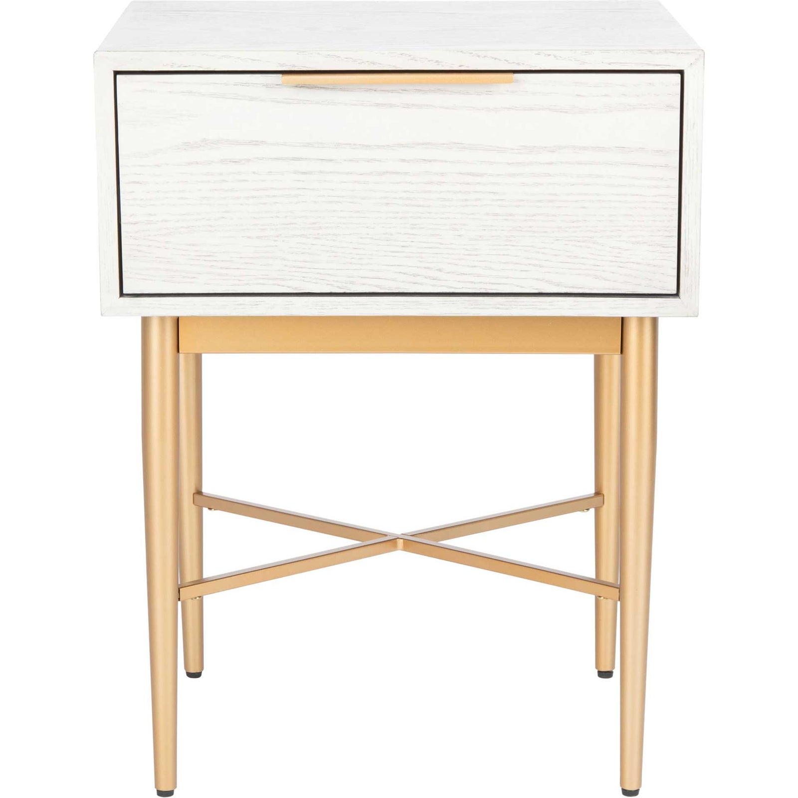 Pin One Drawer Nightstand White Washed/Gold