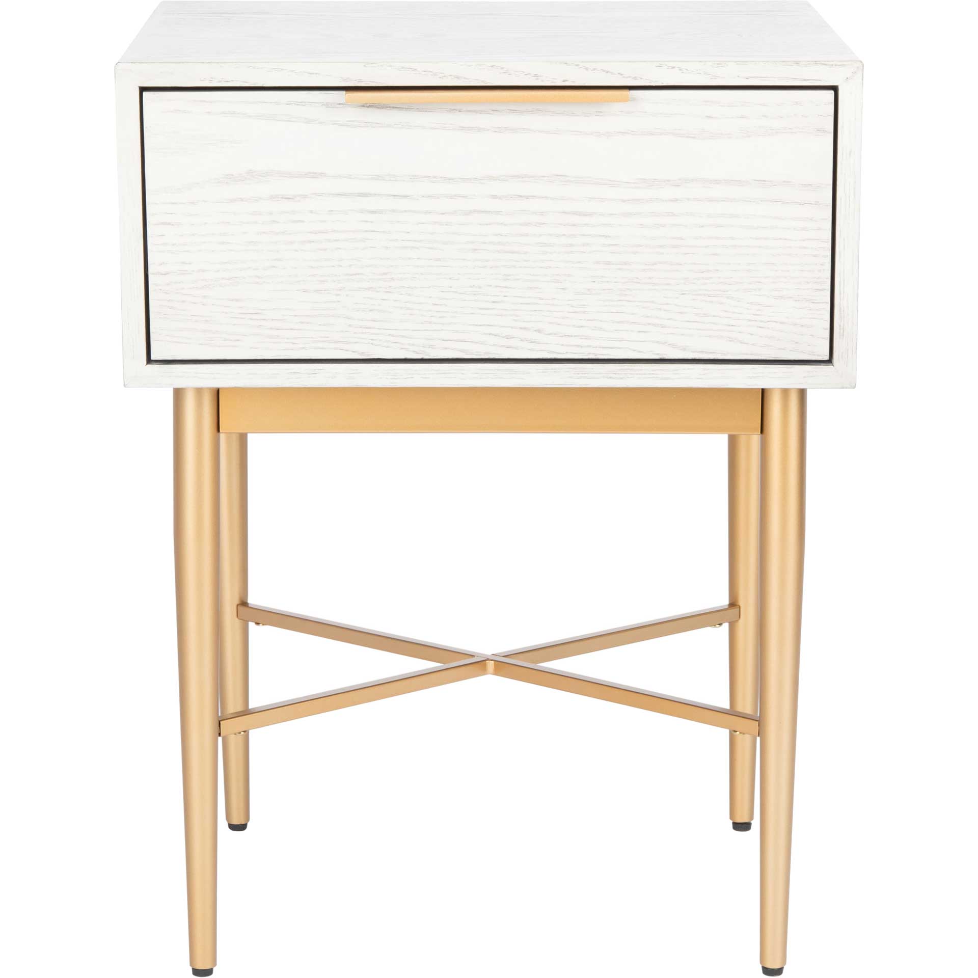 Pin One Drawer Nightstand White Washed/Gold