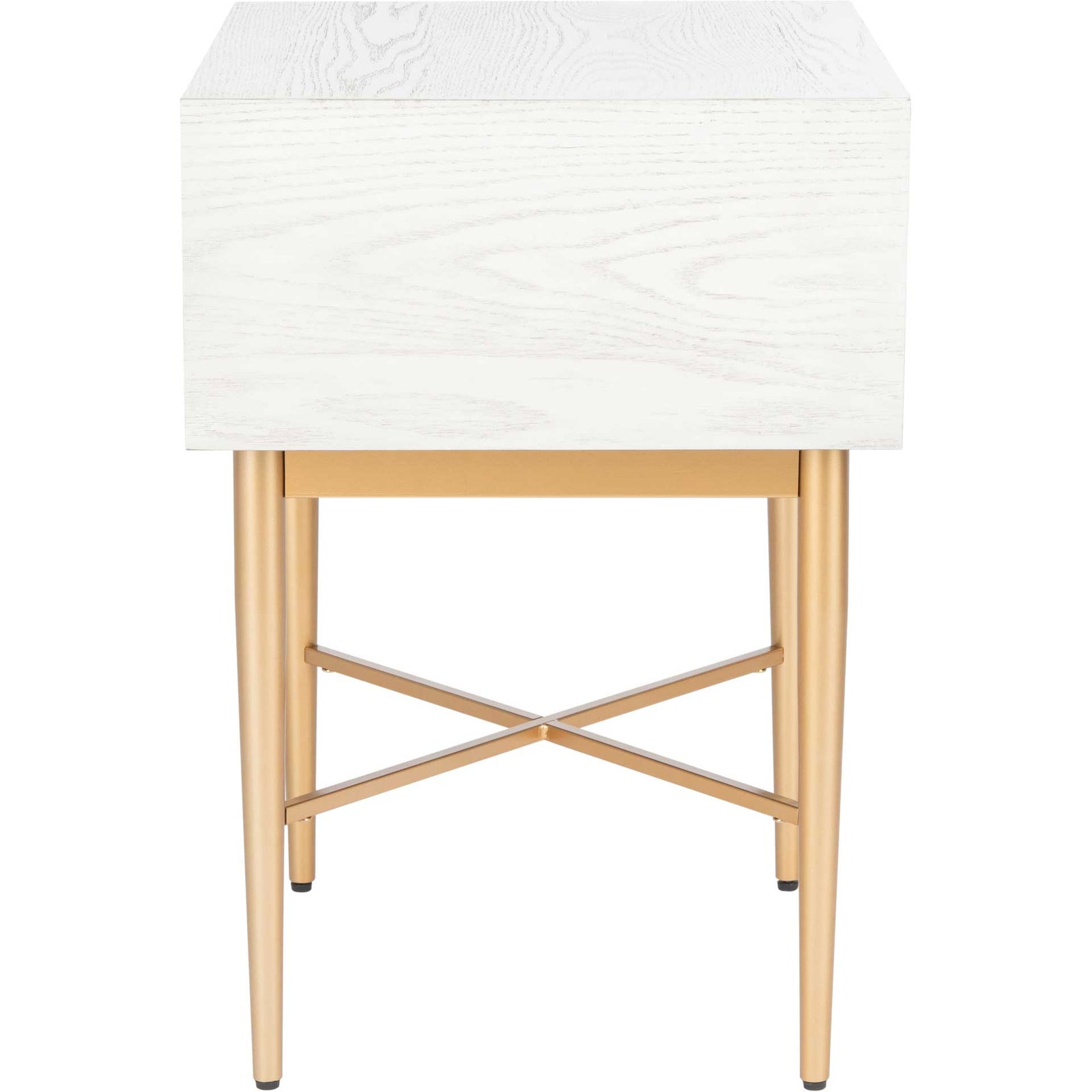 Pin One Drawer Nightstand White Washed/Gold