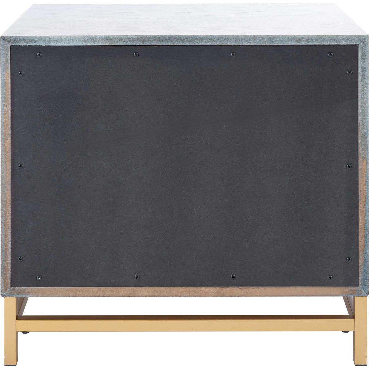 Femi 2 Drawer Nightstand White Washed/Brass