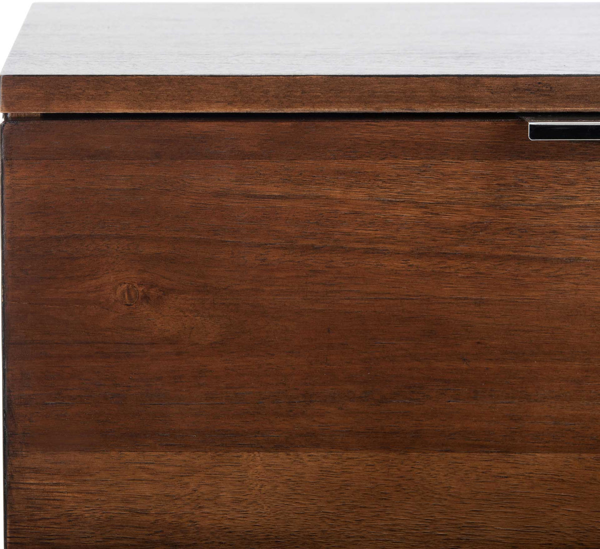 Subtle walnut wood grain brings warmth to a clean-lined drawer front