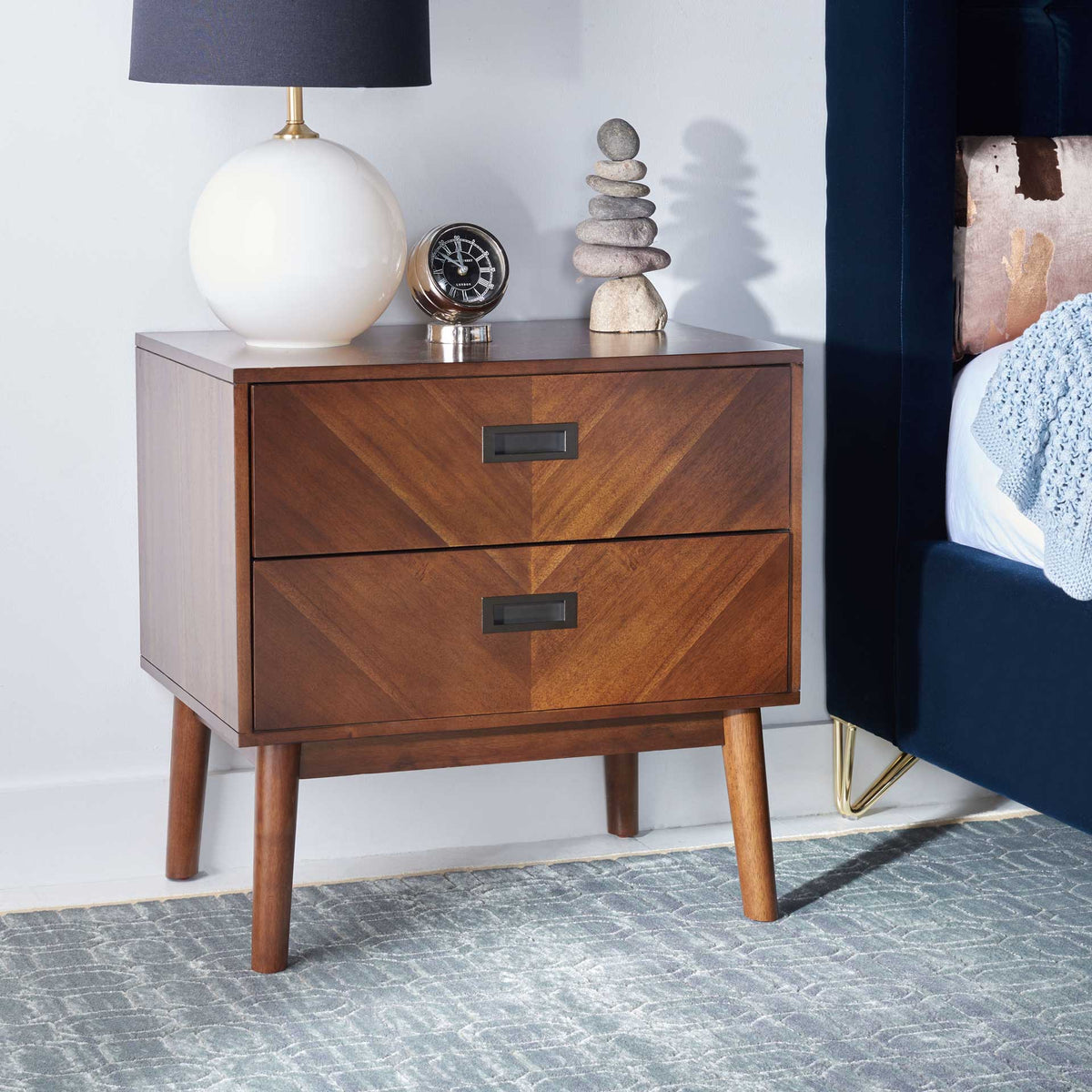 Dover 2 Drawer Nightstand Dark Walnut