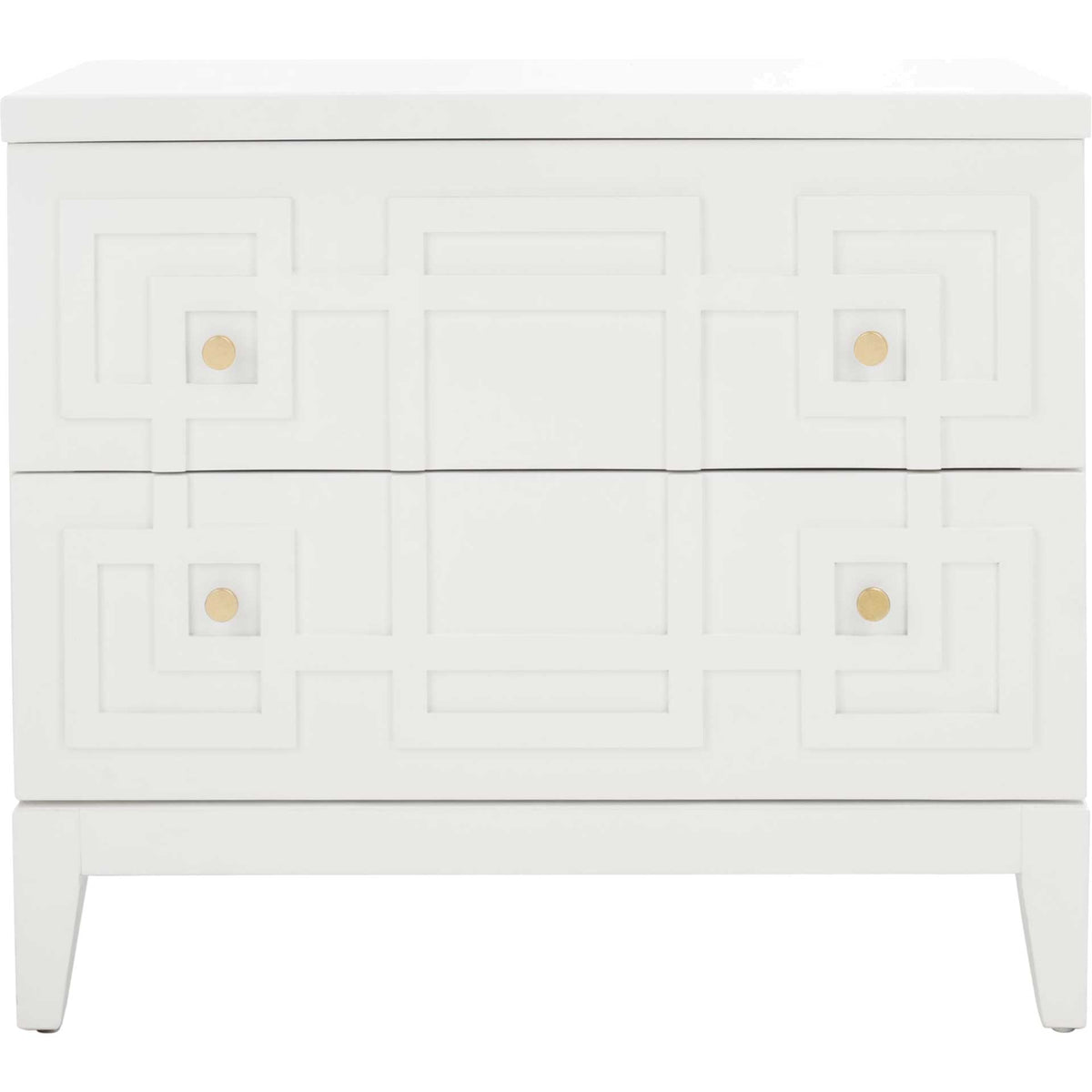 Luck 2 Drawer Nightstand White/Gold