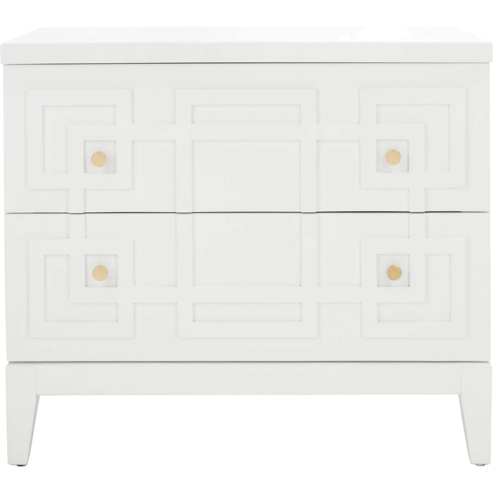 Luck 2 Drawer Nightstand White/Gold