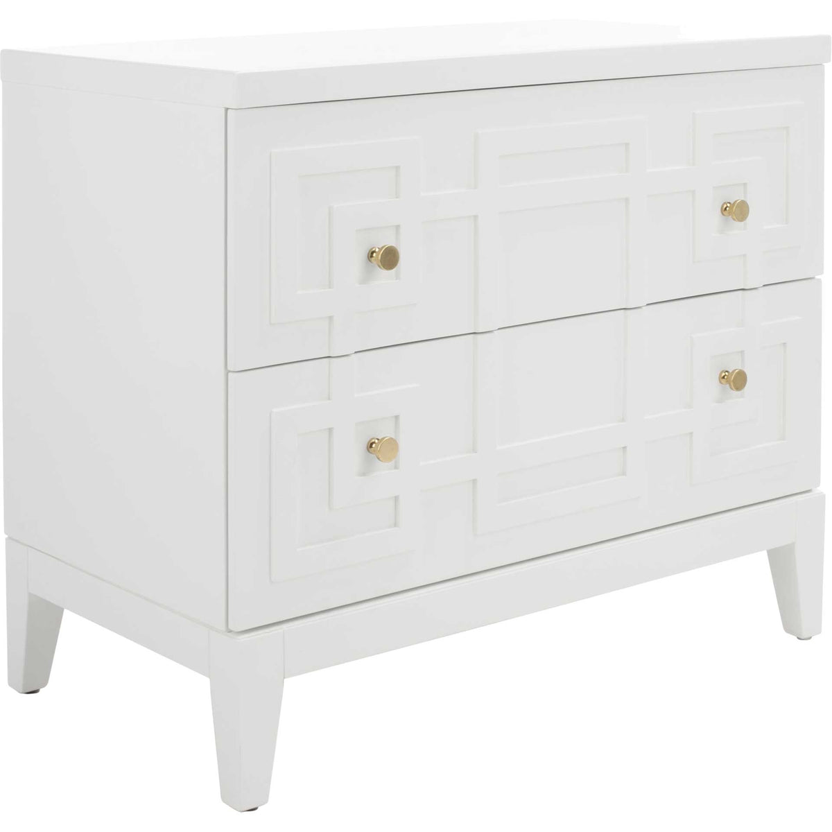 Luck 2 Drawer Nightstand White/Gold