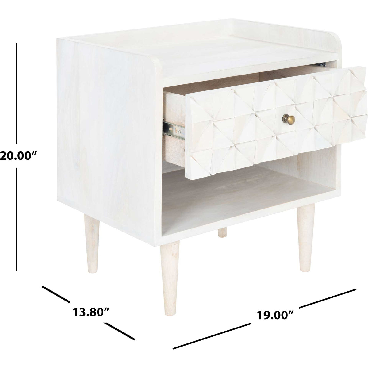 Zion Nightstand White Wash/Brass