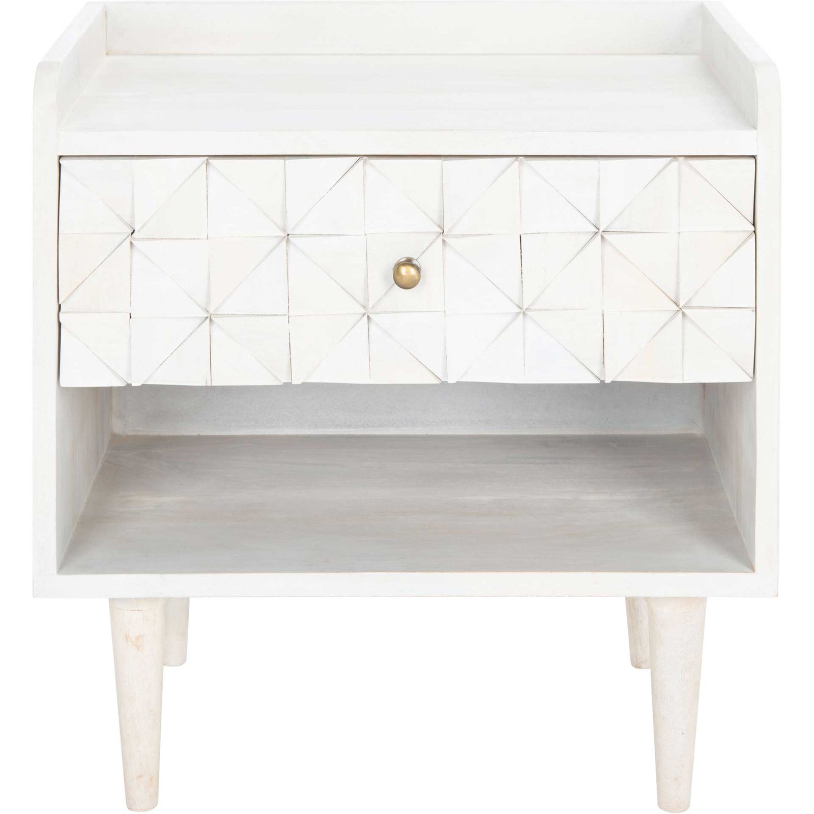 Zion Nightstand White Wash/Brass