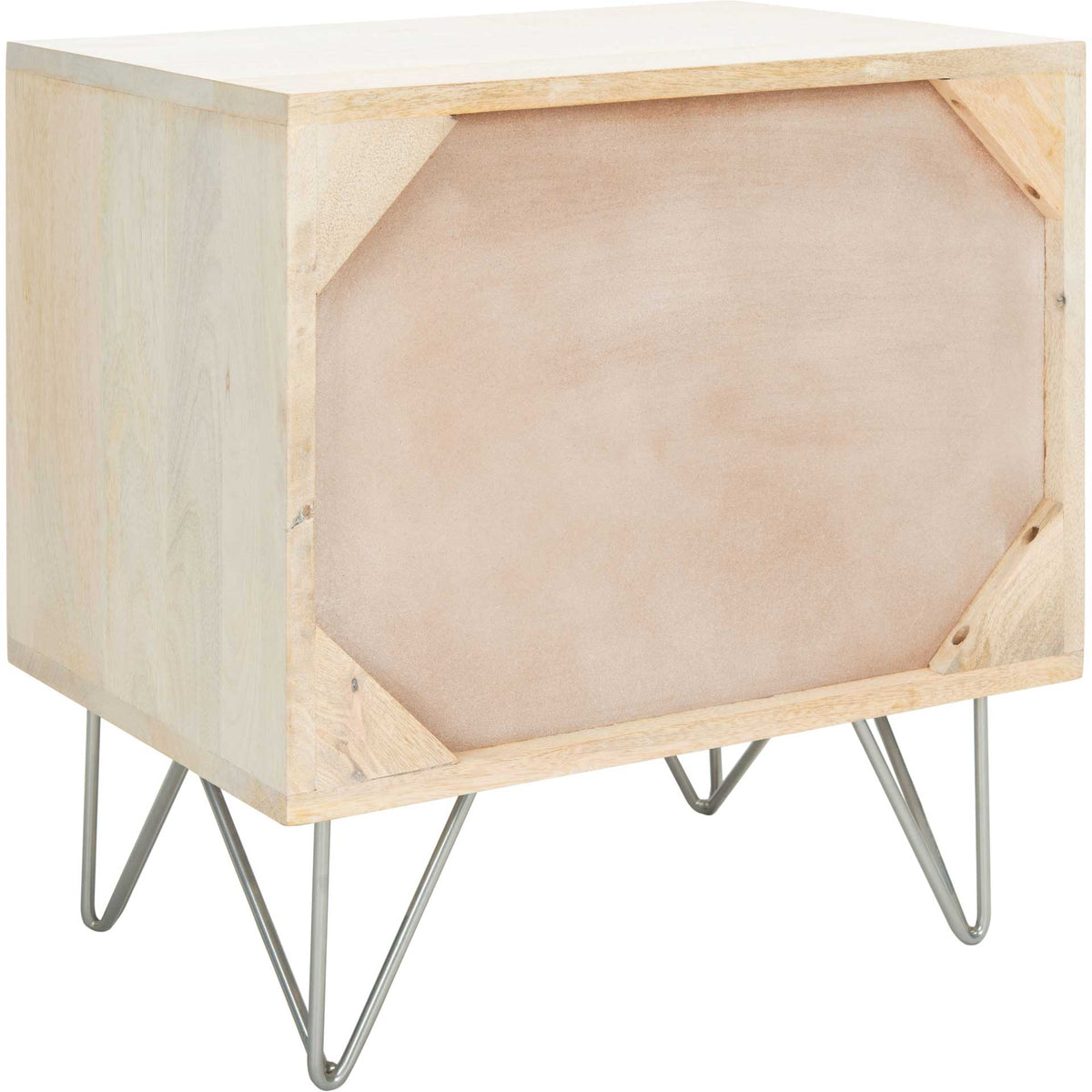 Macey Nightstand White Wash/Silver