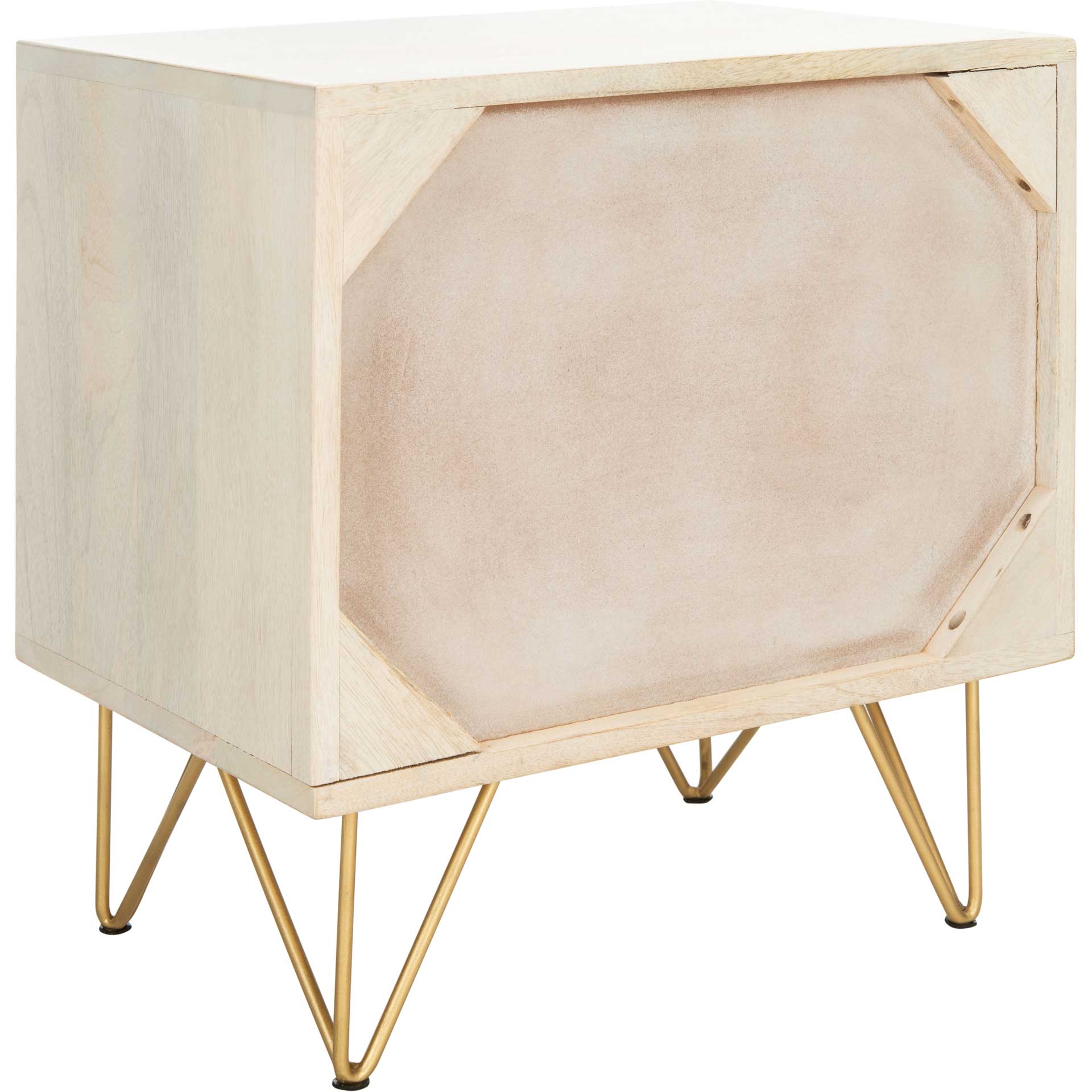 Macey Nightstand White Wash/Brass