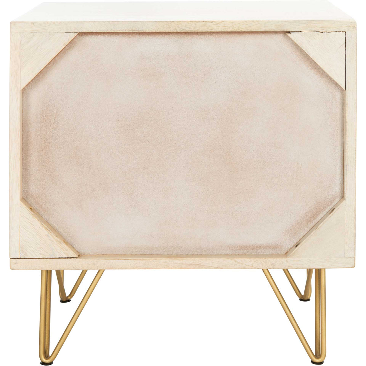 Macey Nightstand White Wash/Brass