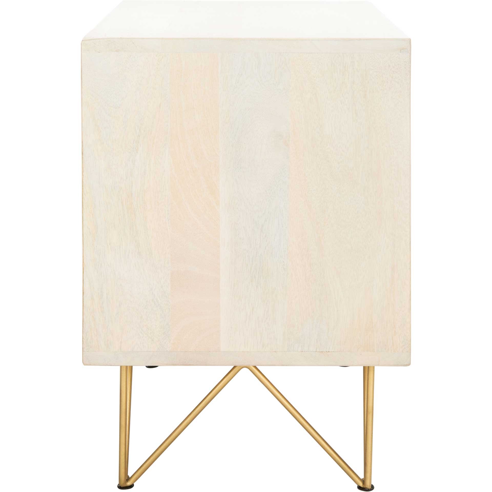 Macey Nightstand White Wash/Brass