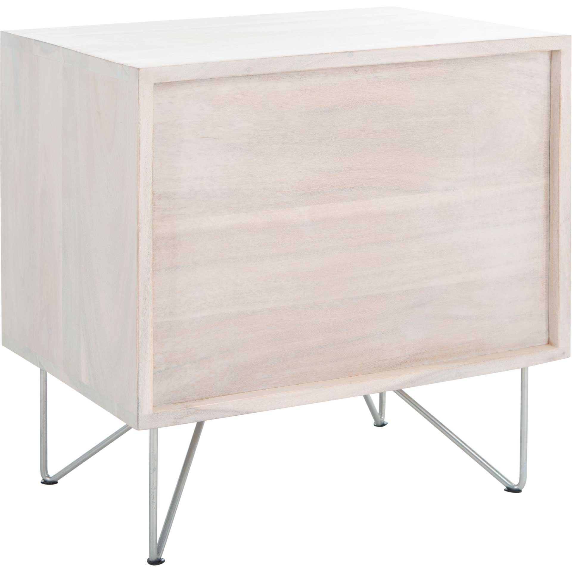 Ray Nightstand White Wash/Silver