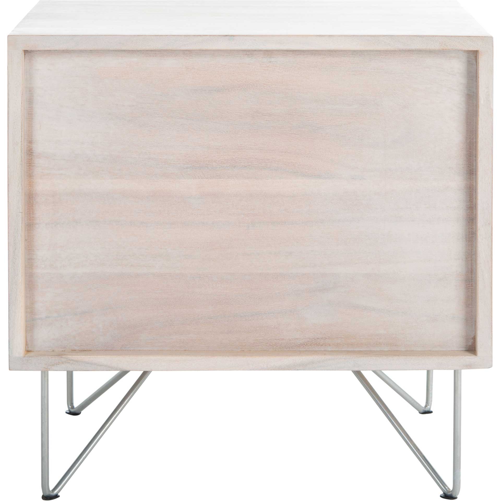 Ray Nightstand White Wash/Silver