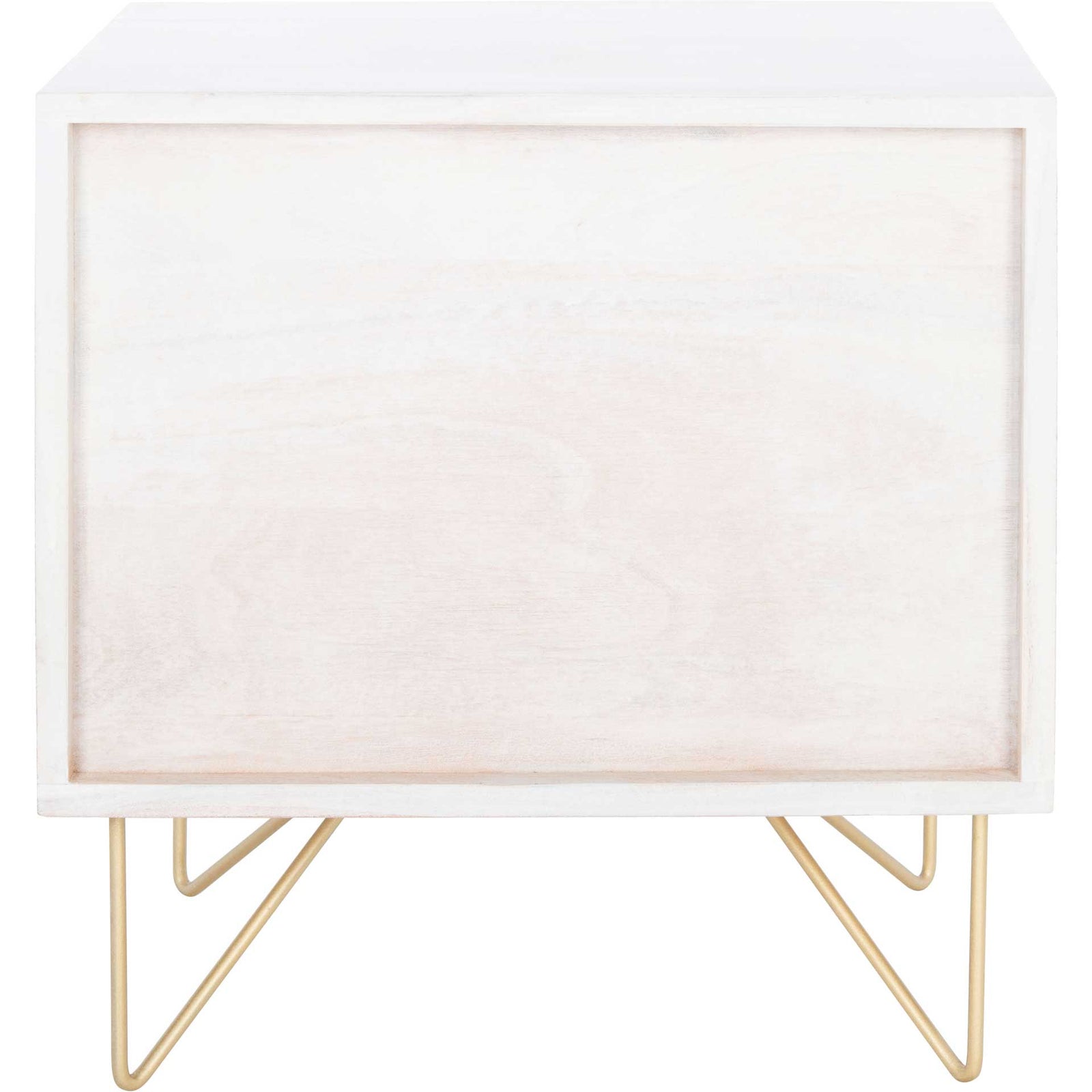 Ray Nightstand White Wash/Brass