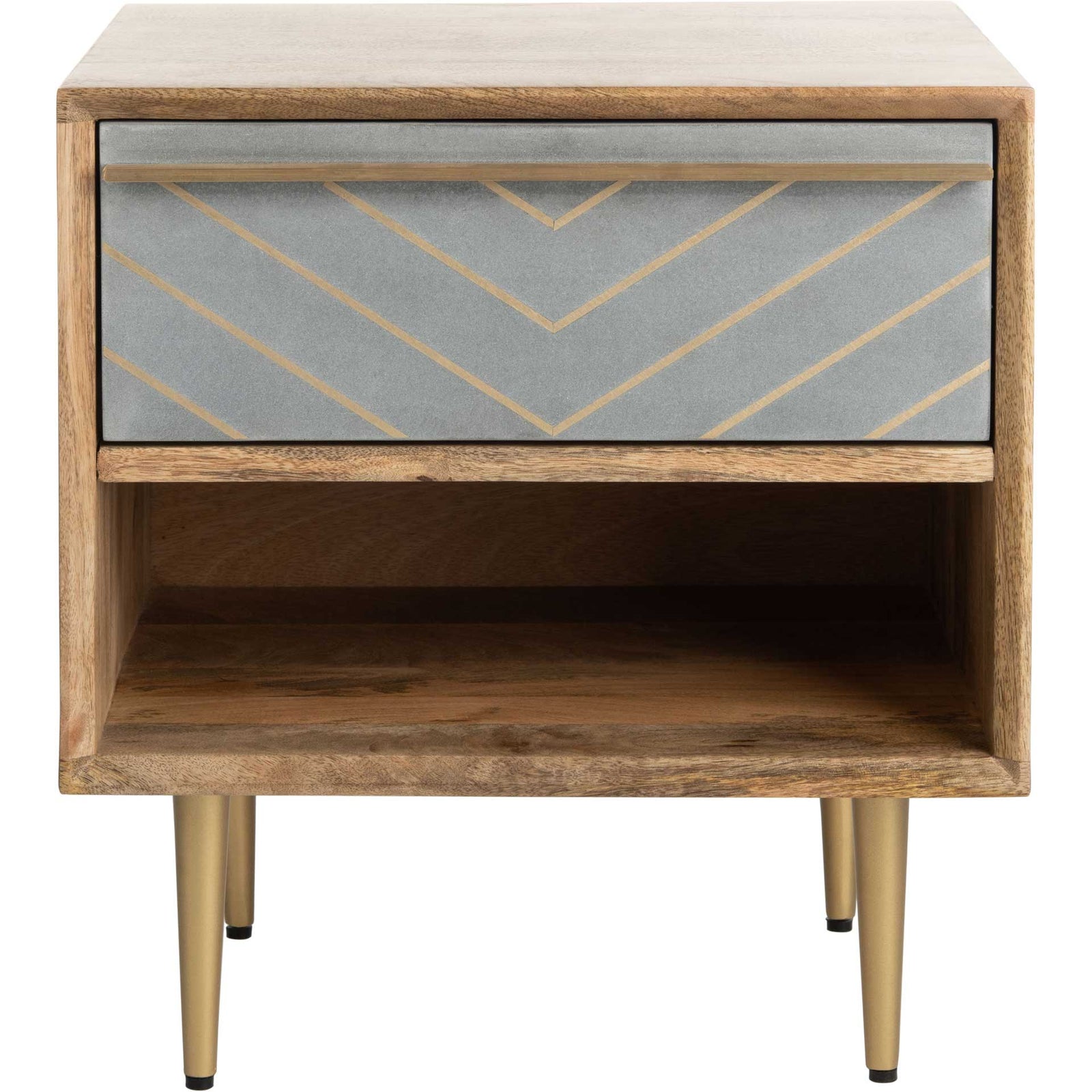 Lester Nightstand Natural/Brass