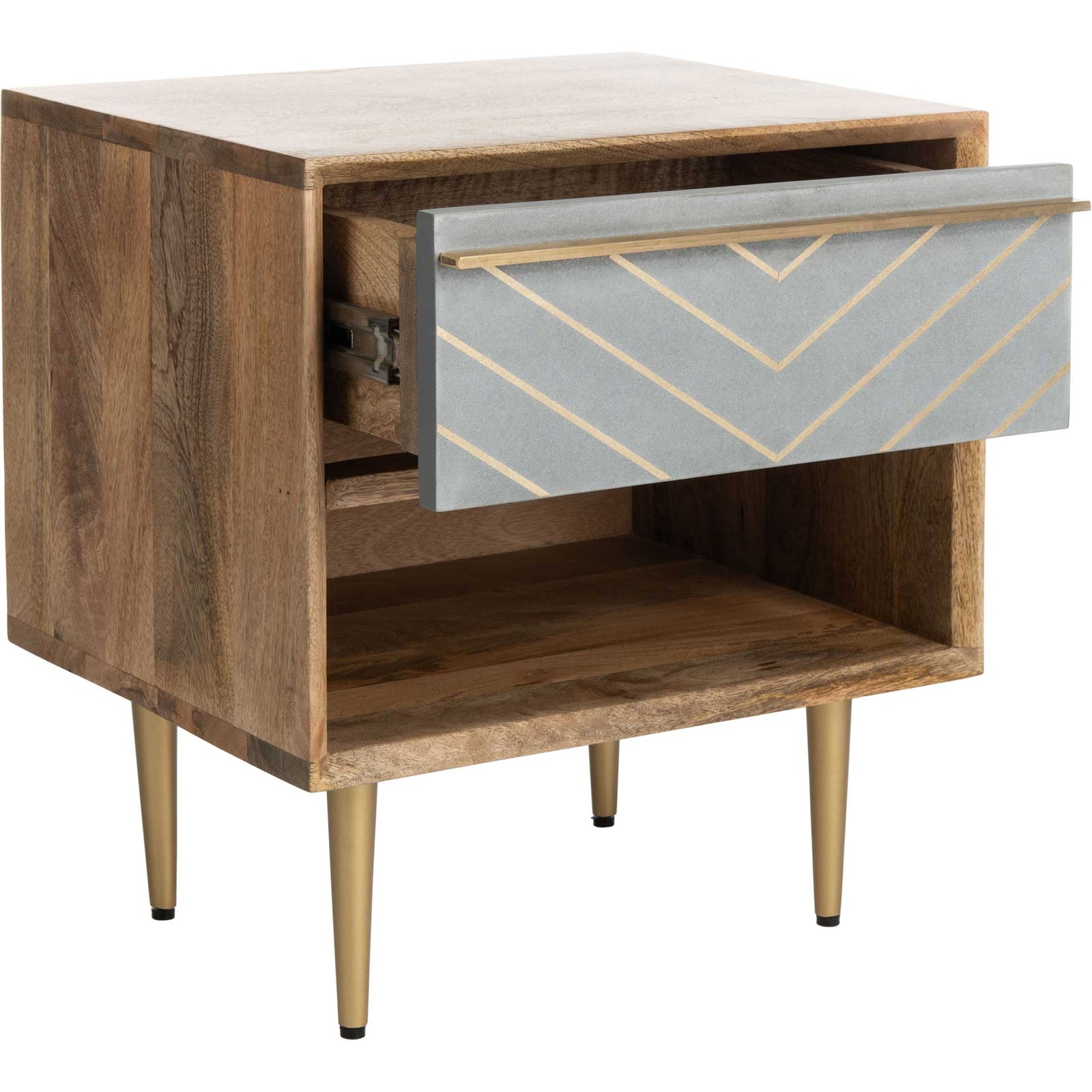 Lester Nightstand Natural/Brass