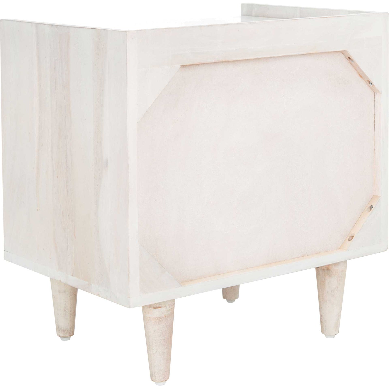 Tabitha Parquet Nightstand White Wash/Silver