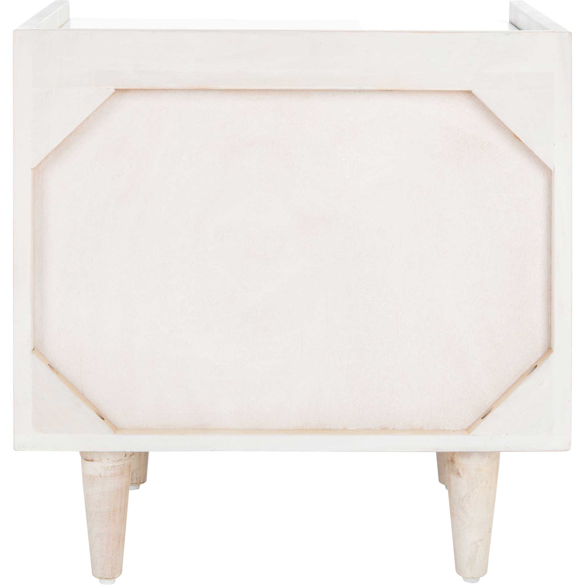 Tabitha Parquet Nightstand White Wash/Silver