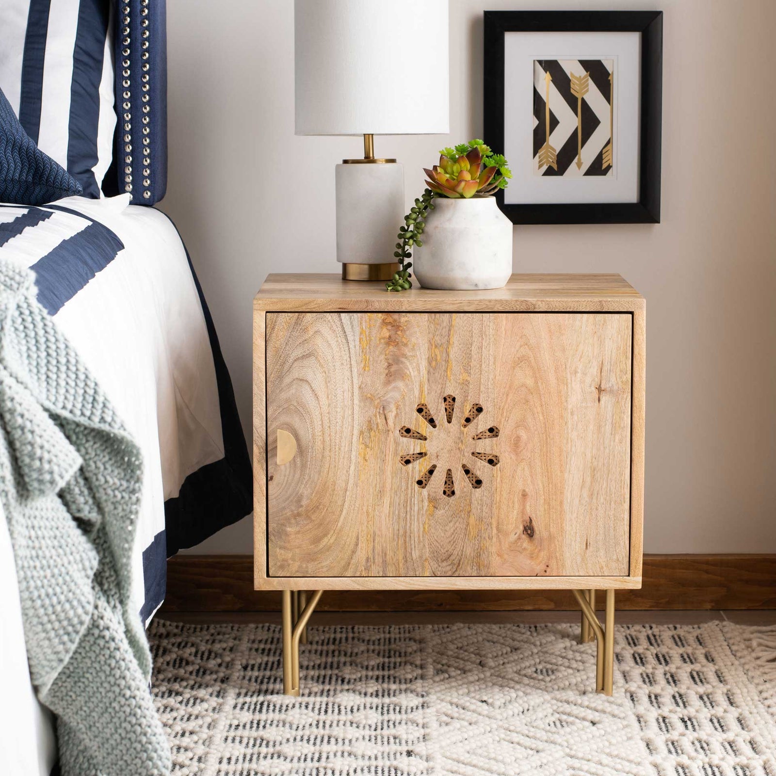 Flannery Nightstand Natural/Brass