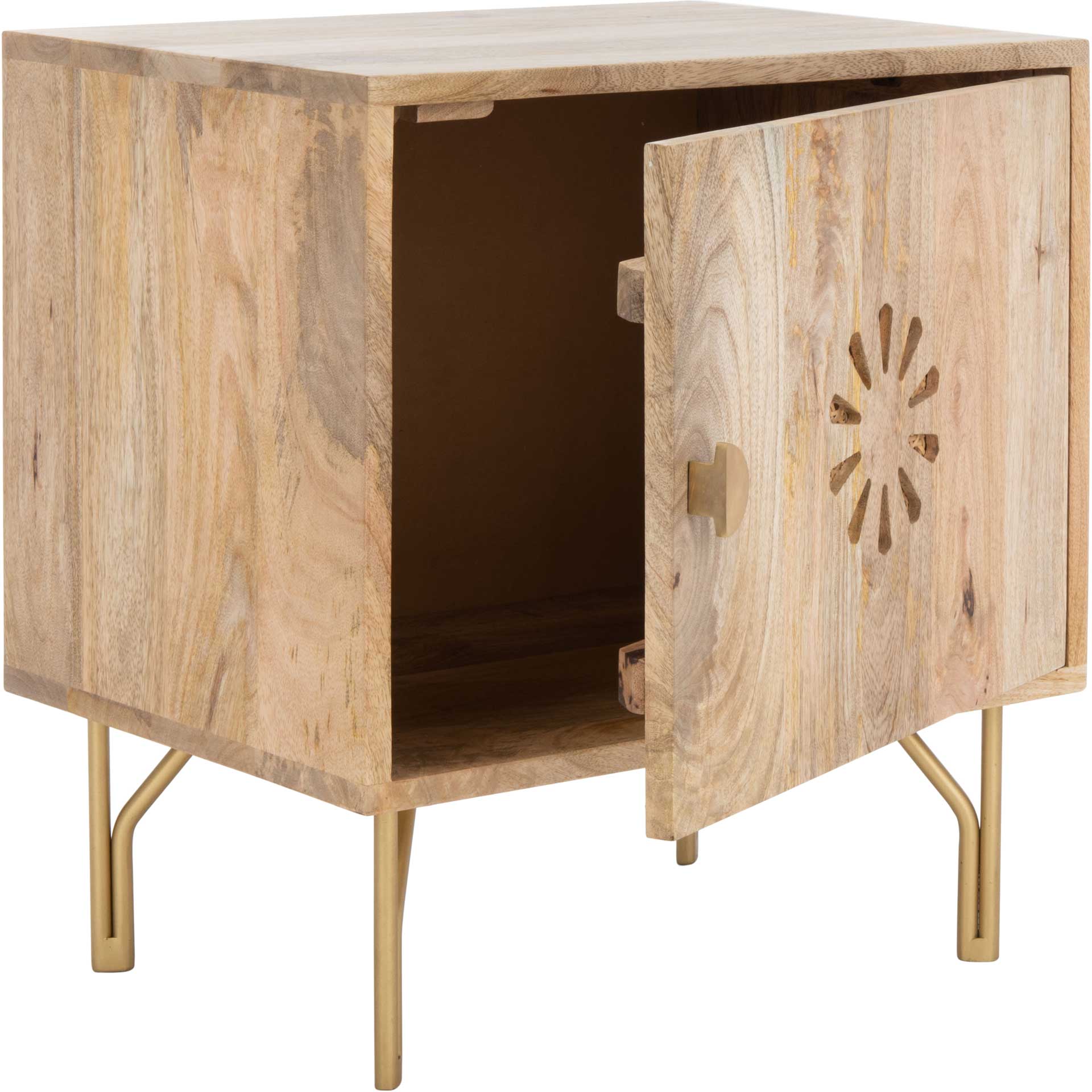 Flannery Nightstand Natural/Brass