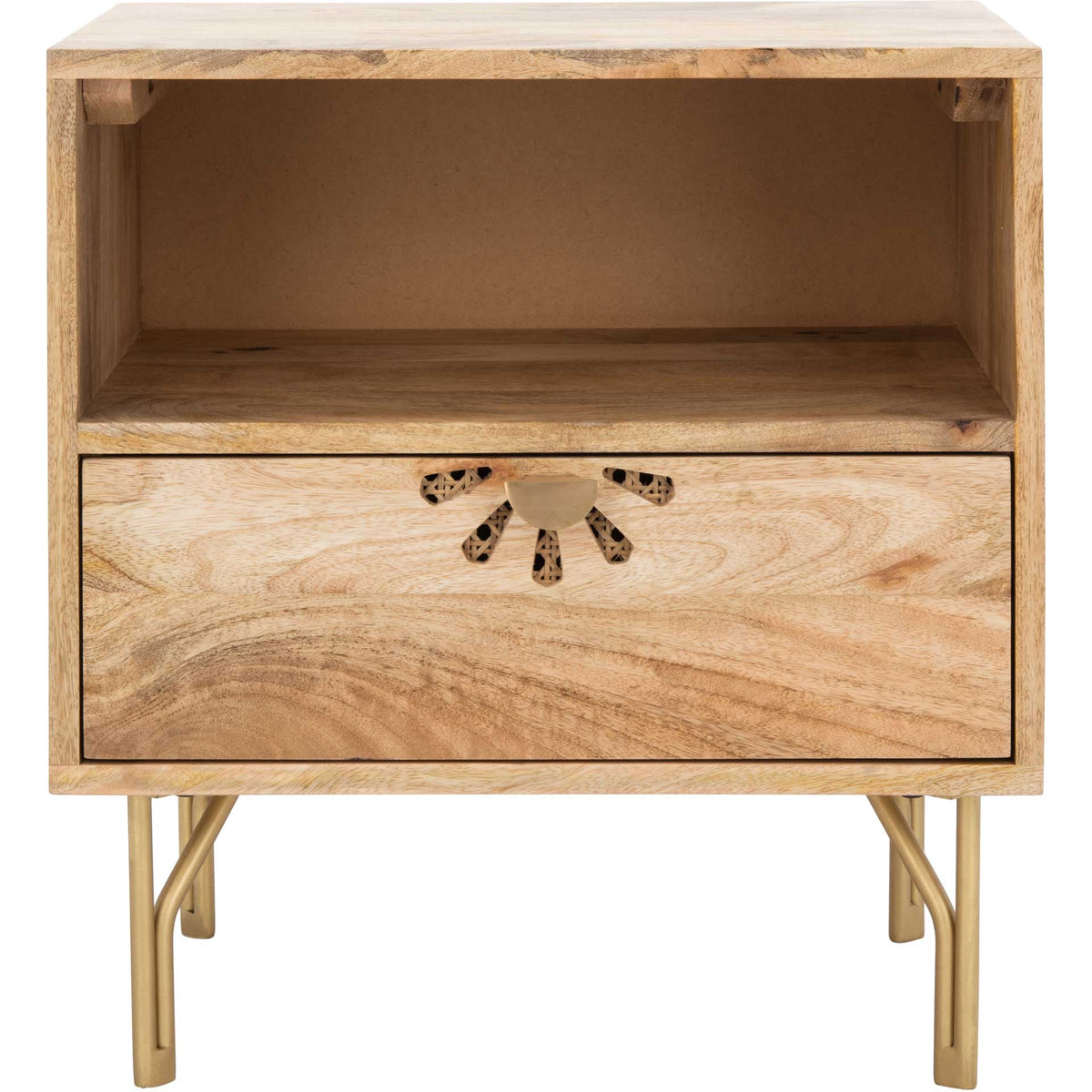 Lian 1 Shelf 1 Drawer Nightstand Natural/Brass