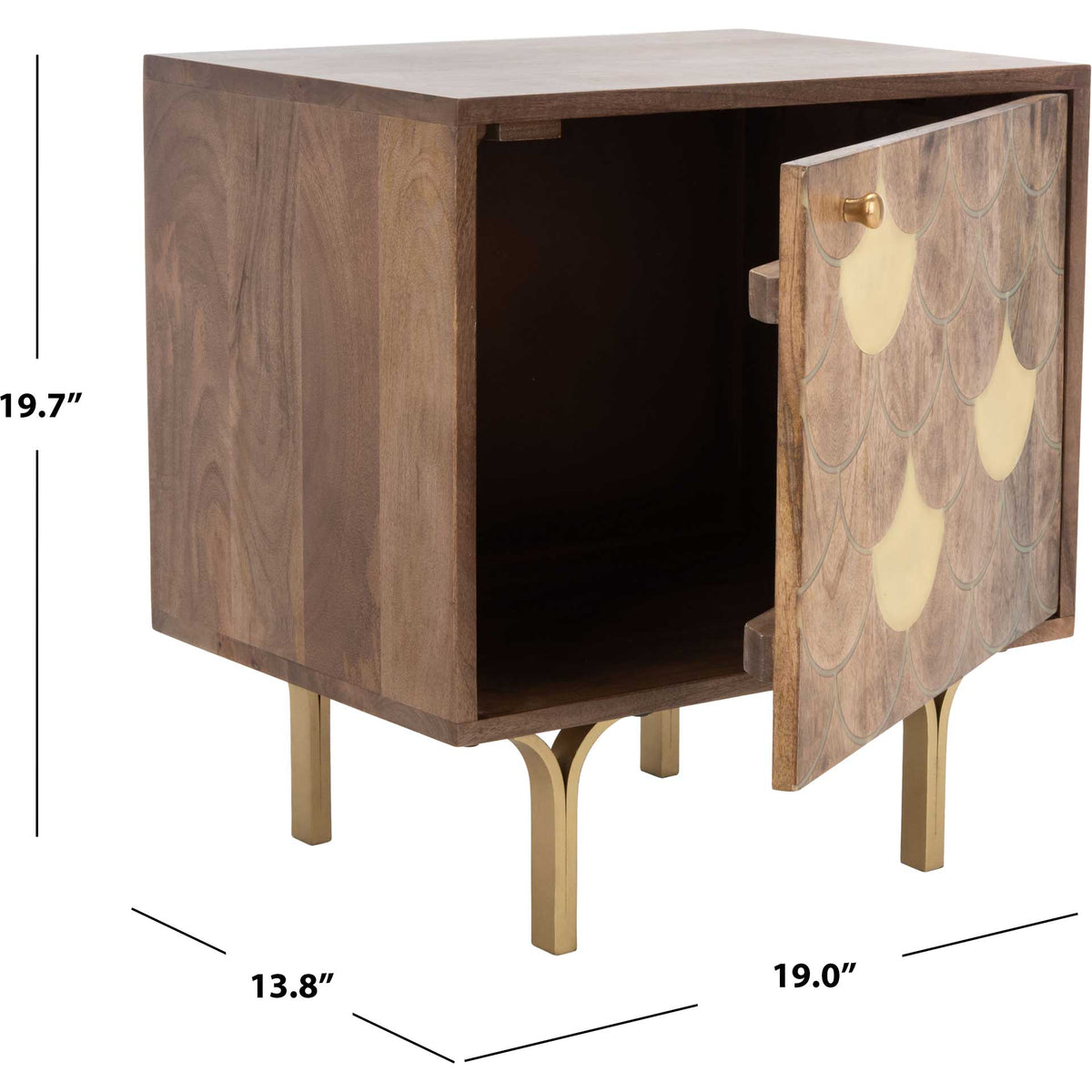 Cecily Nightstand Light Walnut/Brass