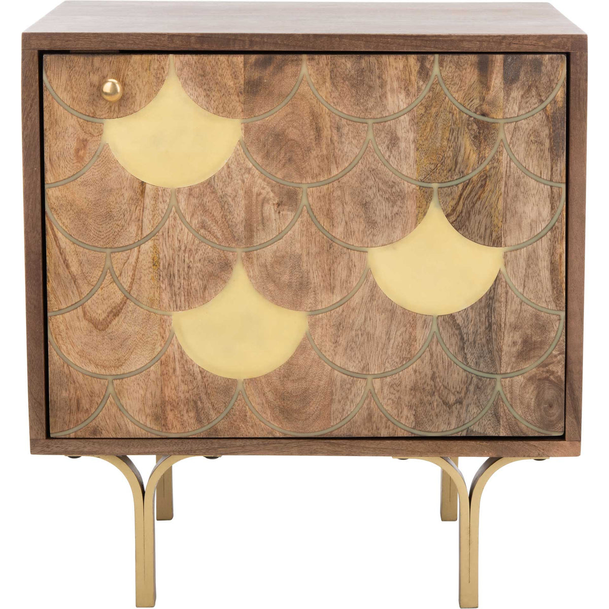 Celina Nightstand Light Walnut/Brass