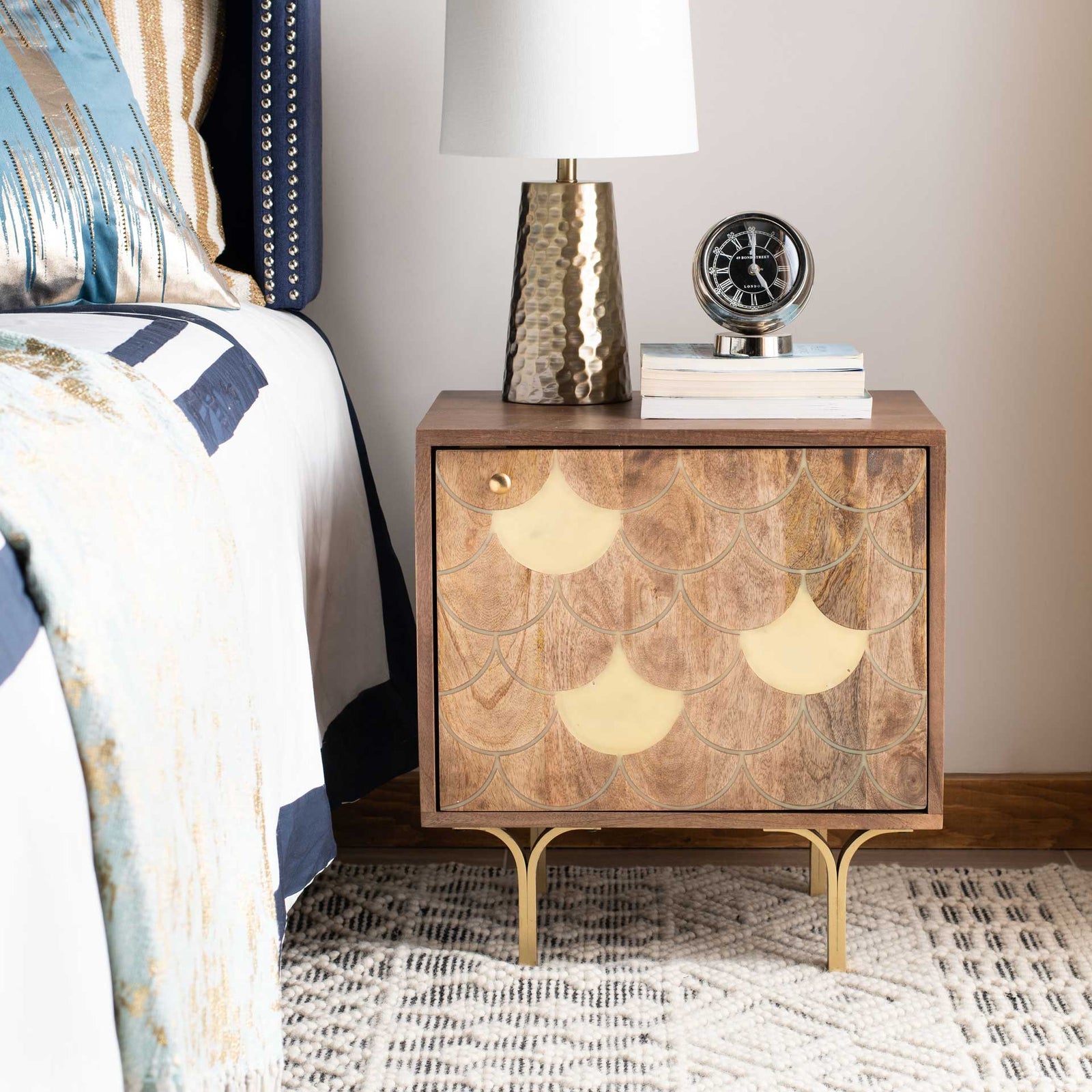 Cecily Nightstand Light Walnut/Brass