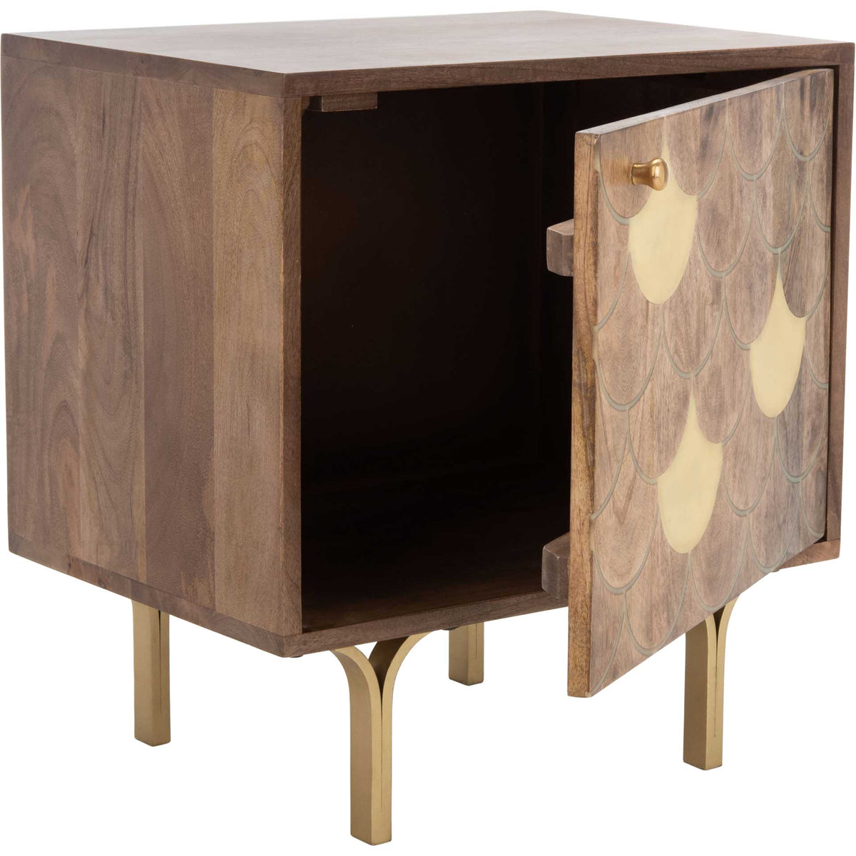 Cecily Nightstand Light Walnut/Brass