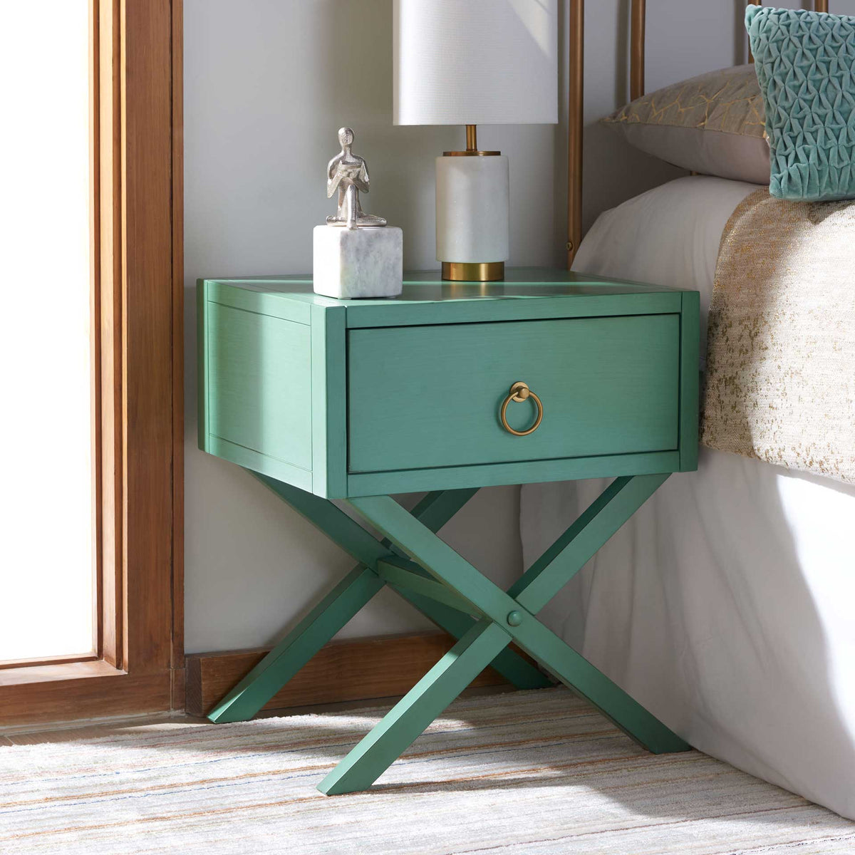 Odessa 1 Drawer Nightstand Turquoise