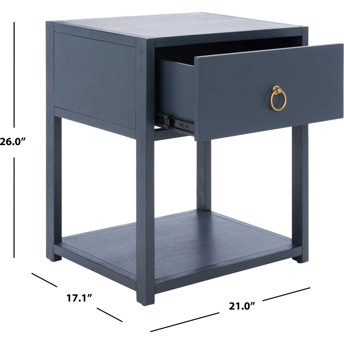 Yuan 1 Drawer 1 Shelf Nightstand Navy