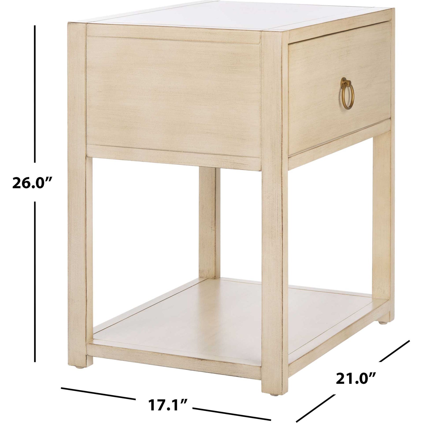 Yuan 1 Drawer 1 Shelf Nightstand Antique White