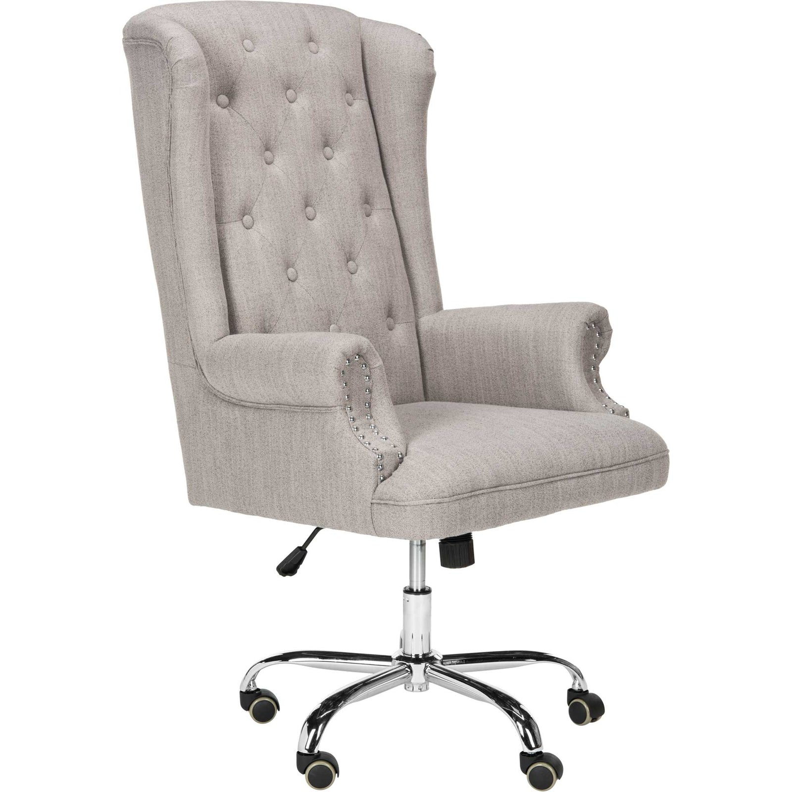 Iago Linen Chrome Leg Swivel Office Chair Gray/Chrome