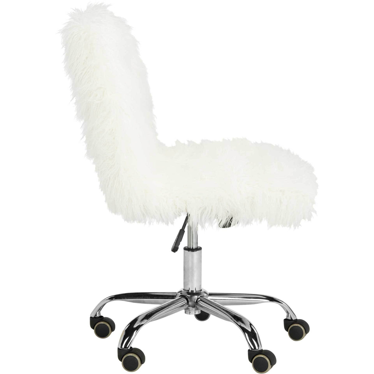 Whalen Faux Sheepskin Chrome Leg Swivel Chair