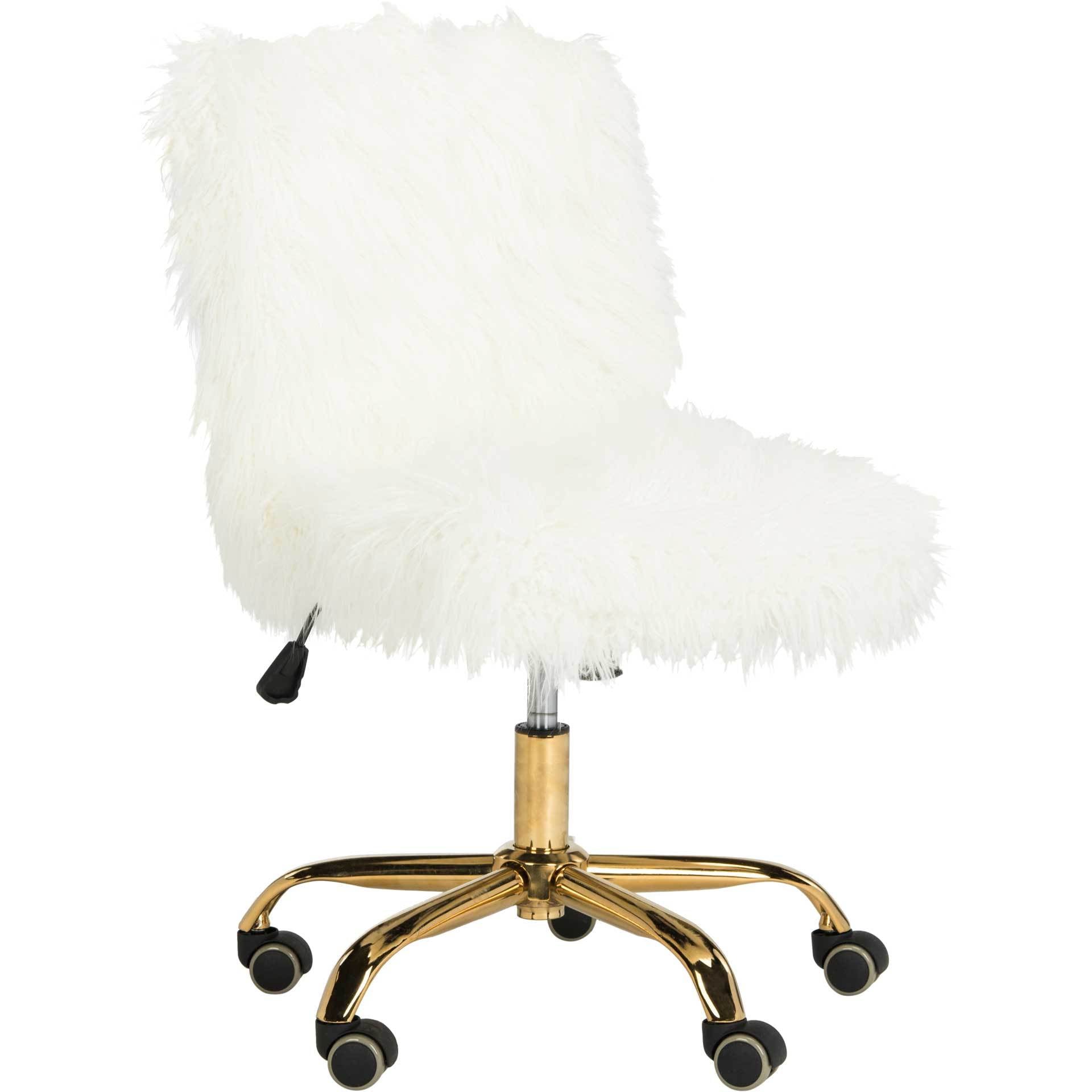 Whalen Faux Sheepskin Gold Leg Swivel Chair