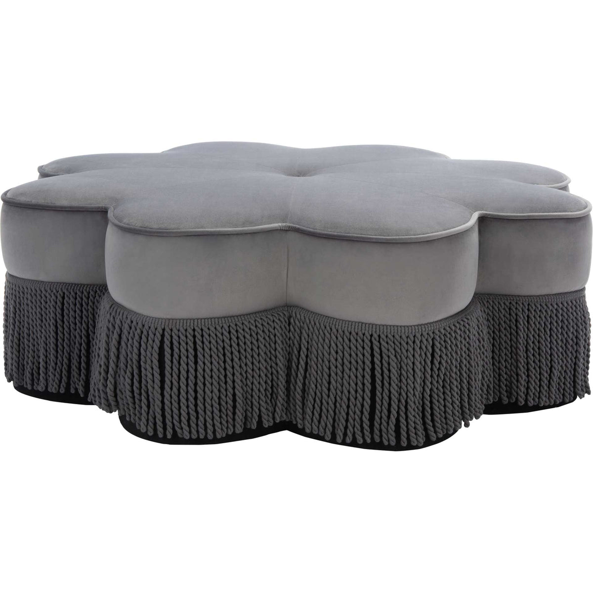 Tait Flower Ottoman Dark Gray