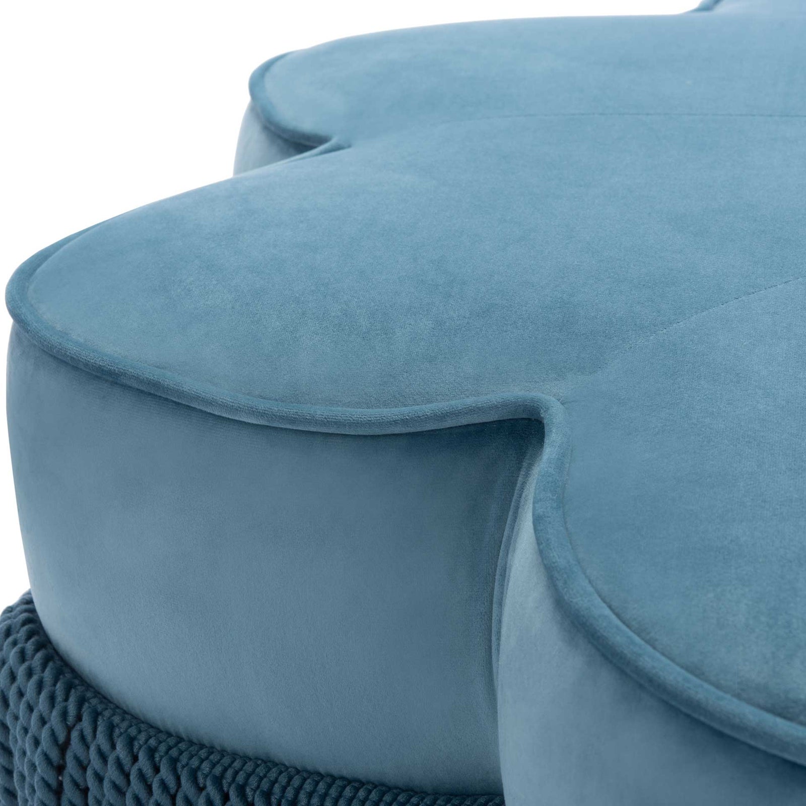 Tait Flower Ottoman Dusty Blue