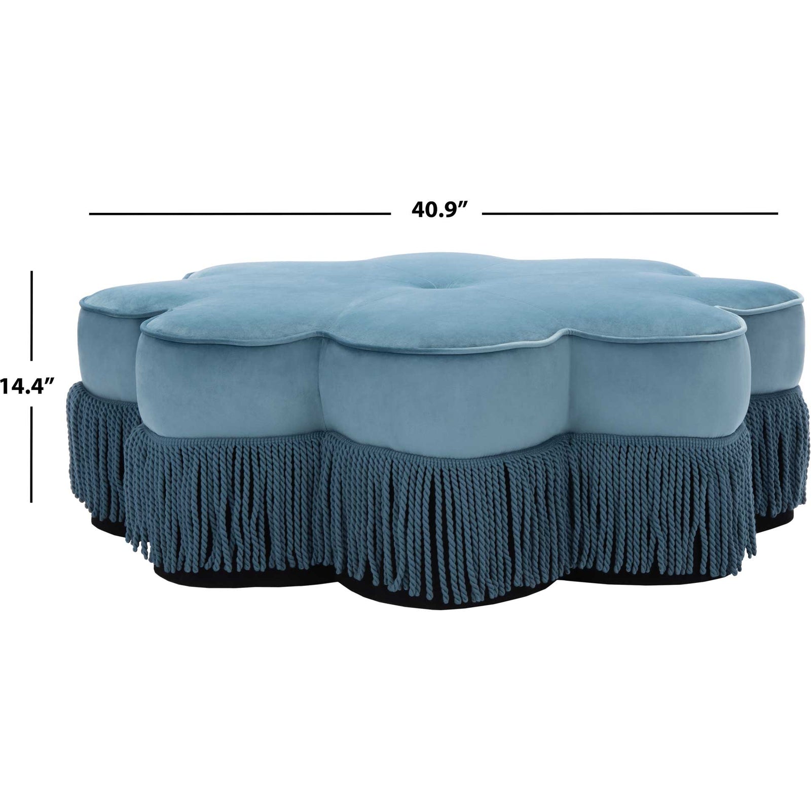 Tait Flower Ottoman Dusty Blue