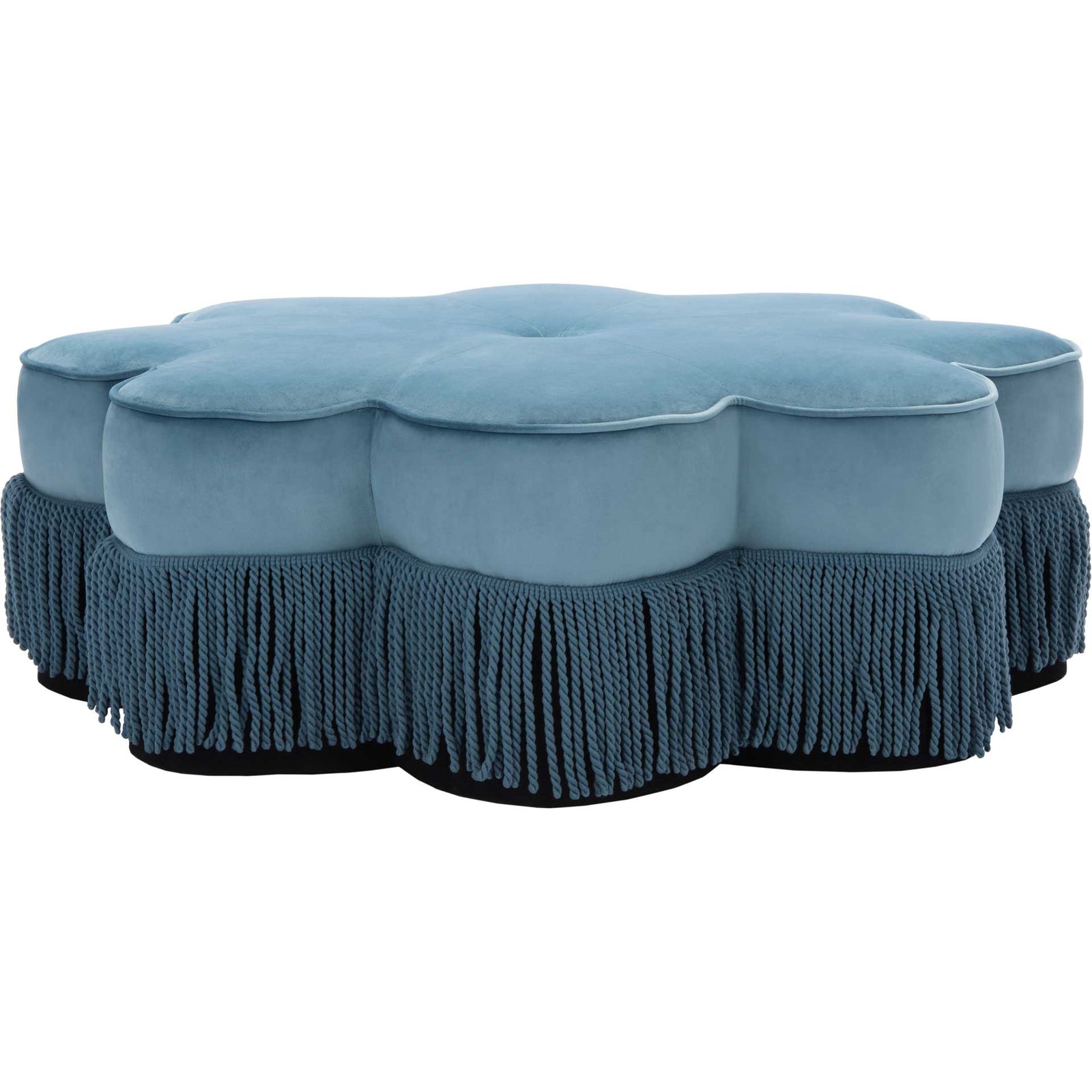 Tait Flower Ottoman Dusty Blue