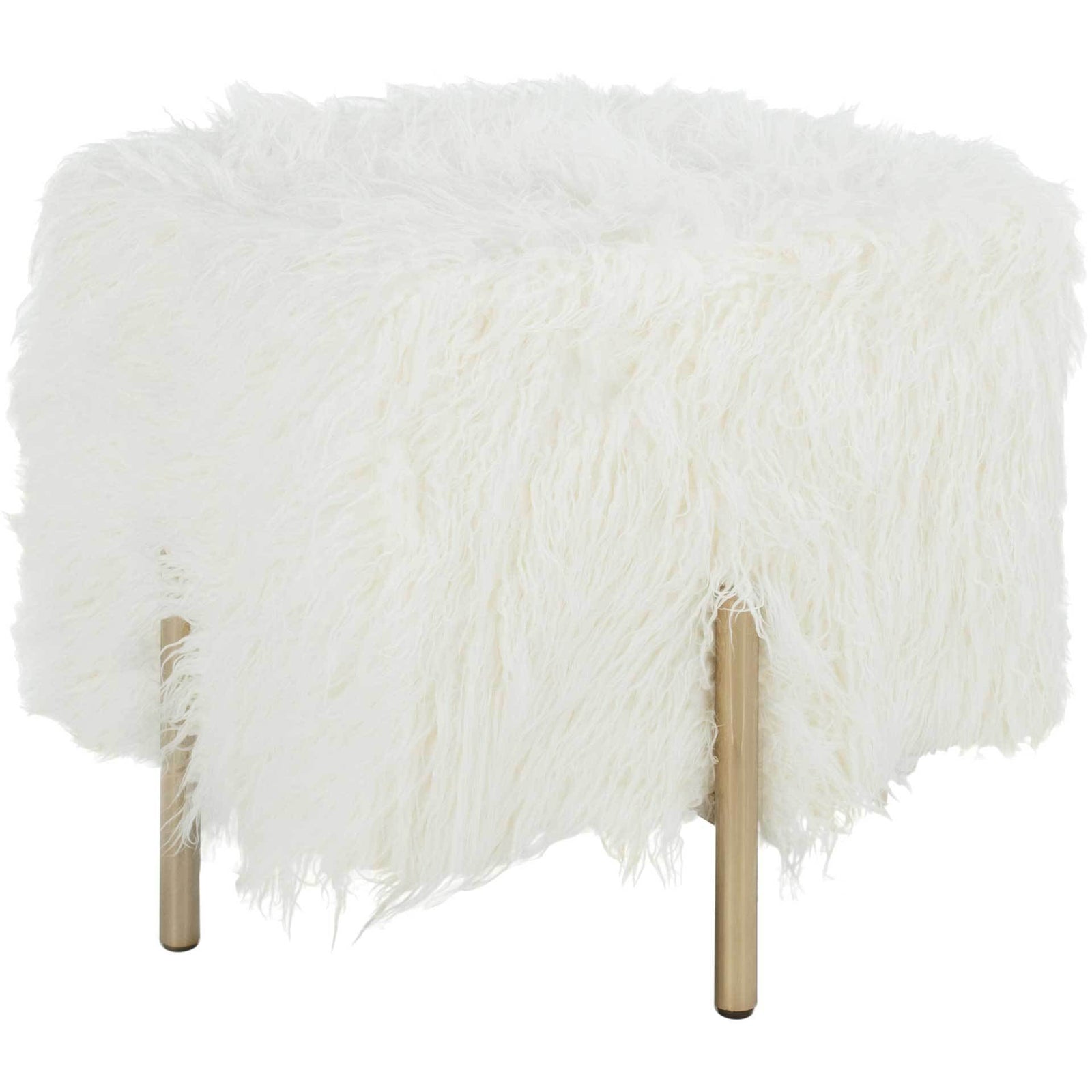 Morgan Faux Fur Square Ottoman