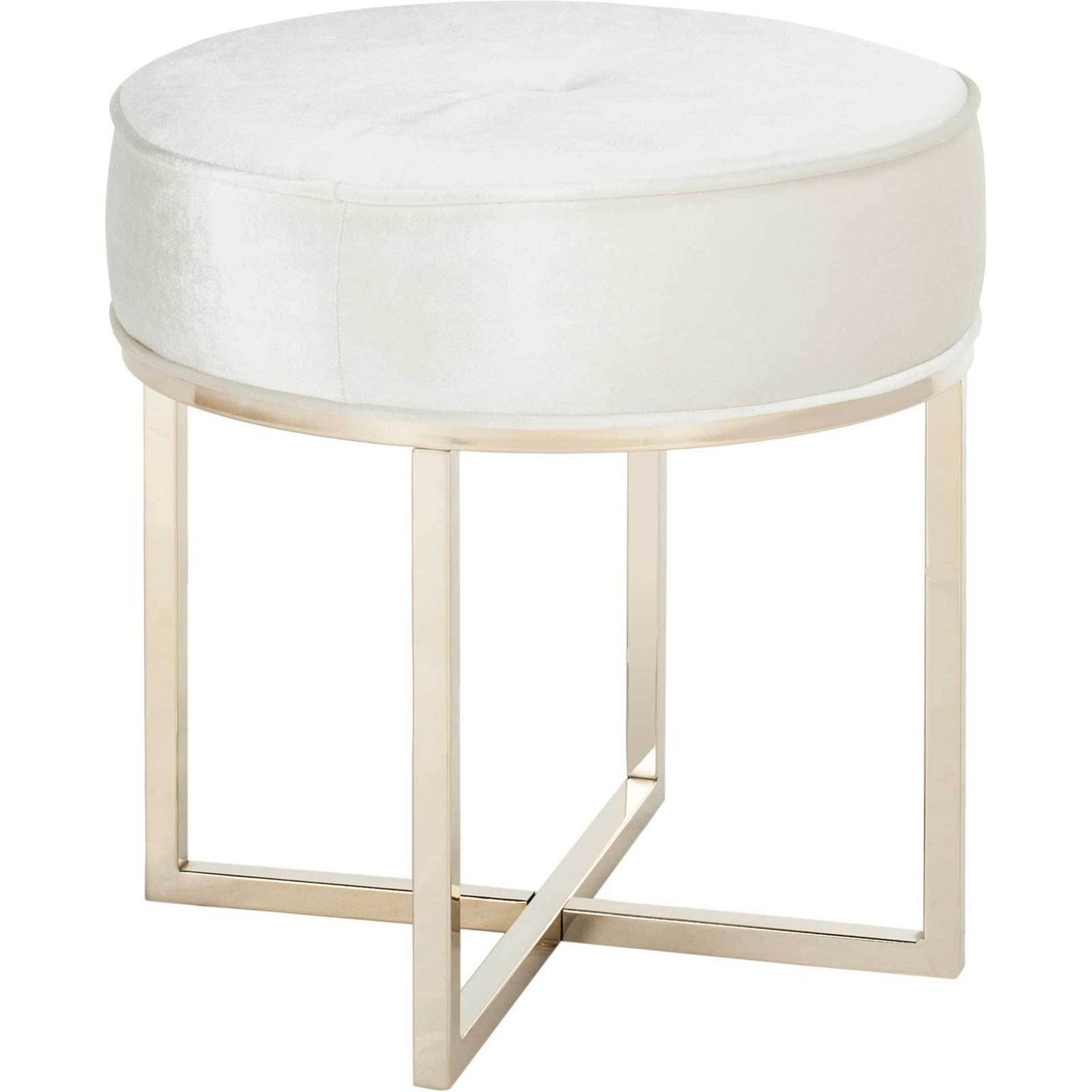 Anastasia Round Ottoman Beige/Brass