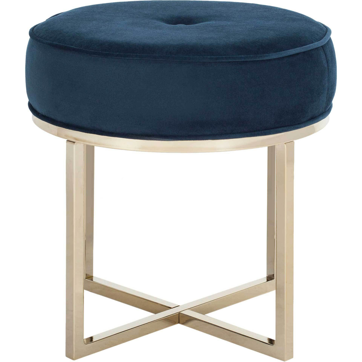 Anastasia Round Ottoman Navy/Brass - Froy.com