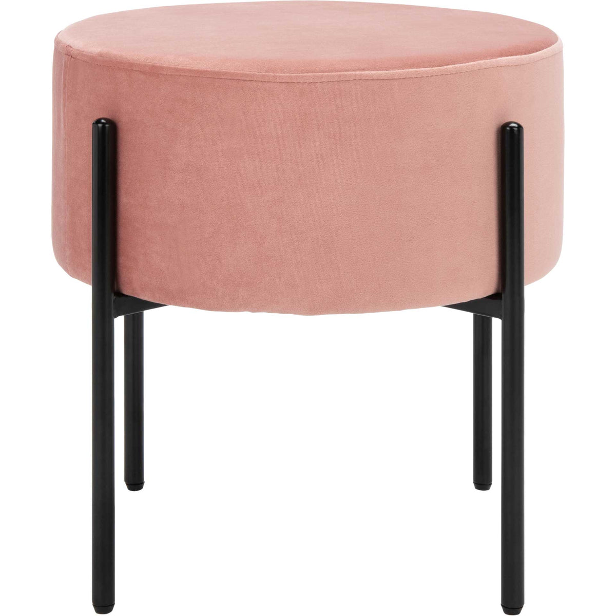 A plush dusty rose ottoman serves as a cozy extra seat or footrest on sleek black legs || OTT6202D || front_studio