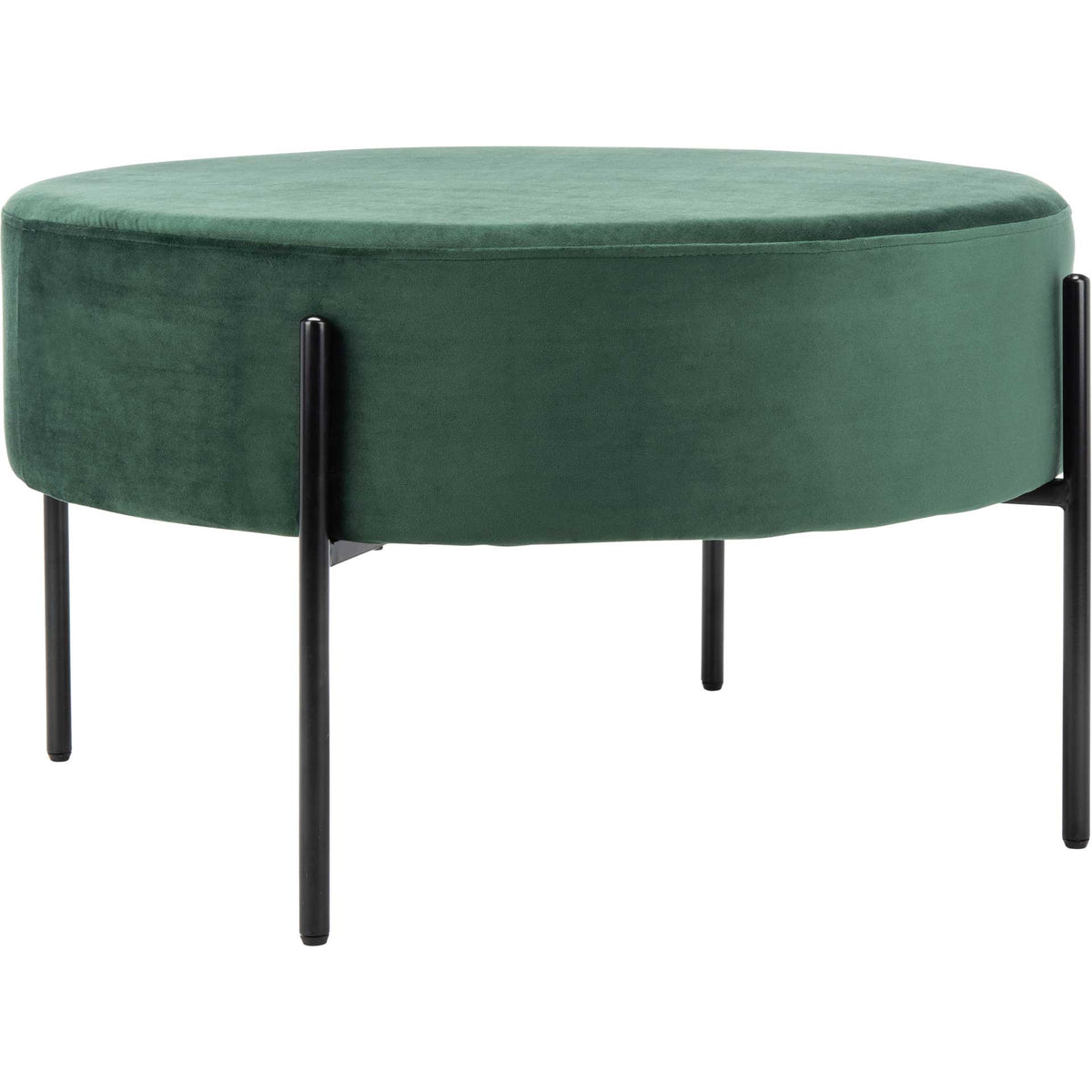 Rich green velvet creates a soft, inviting seat above slender matte black metal legs || OTT6203A || front_angle_studio