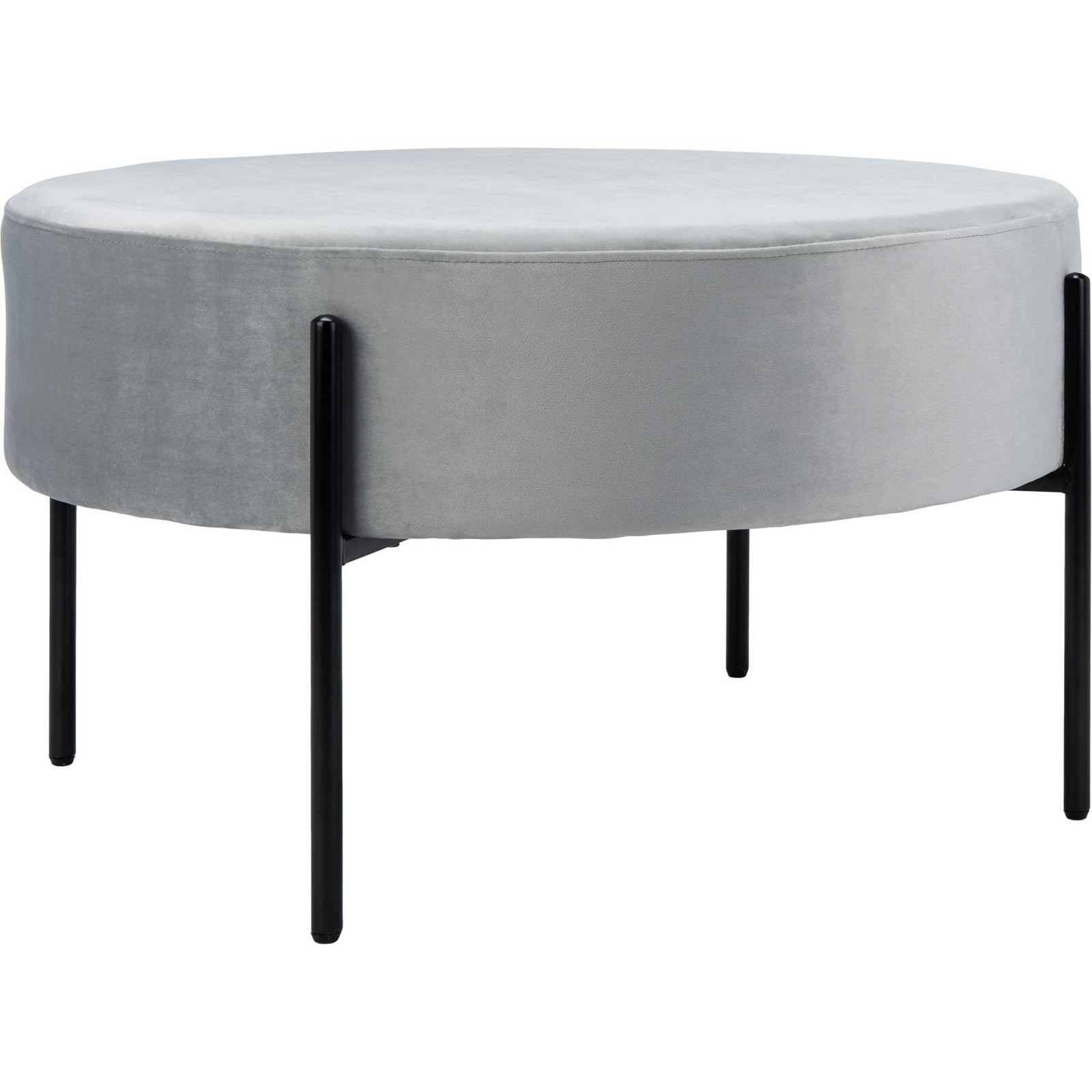 Lincoln Round Cocktail Ottoman Gray/Black