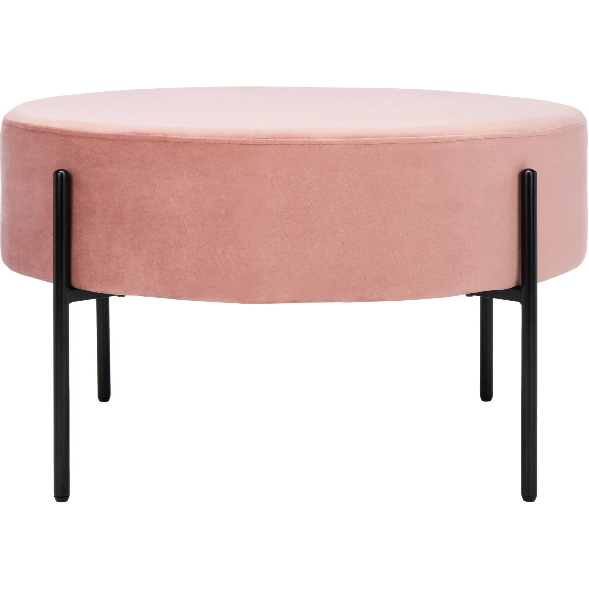 Lincoln Round Cocktail Ottoman Dusty Rose/Black