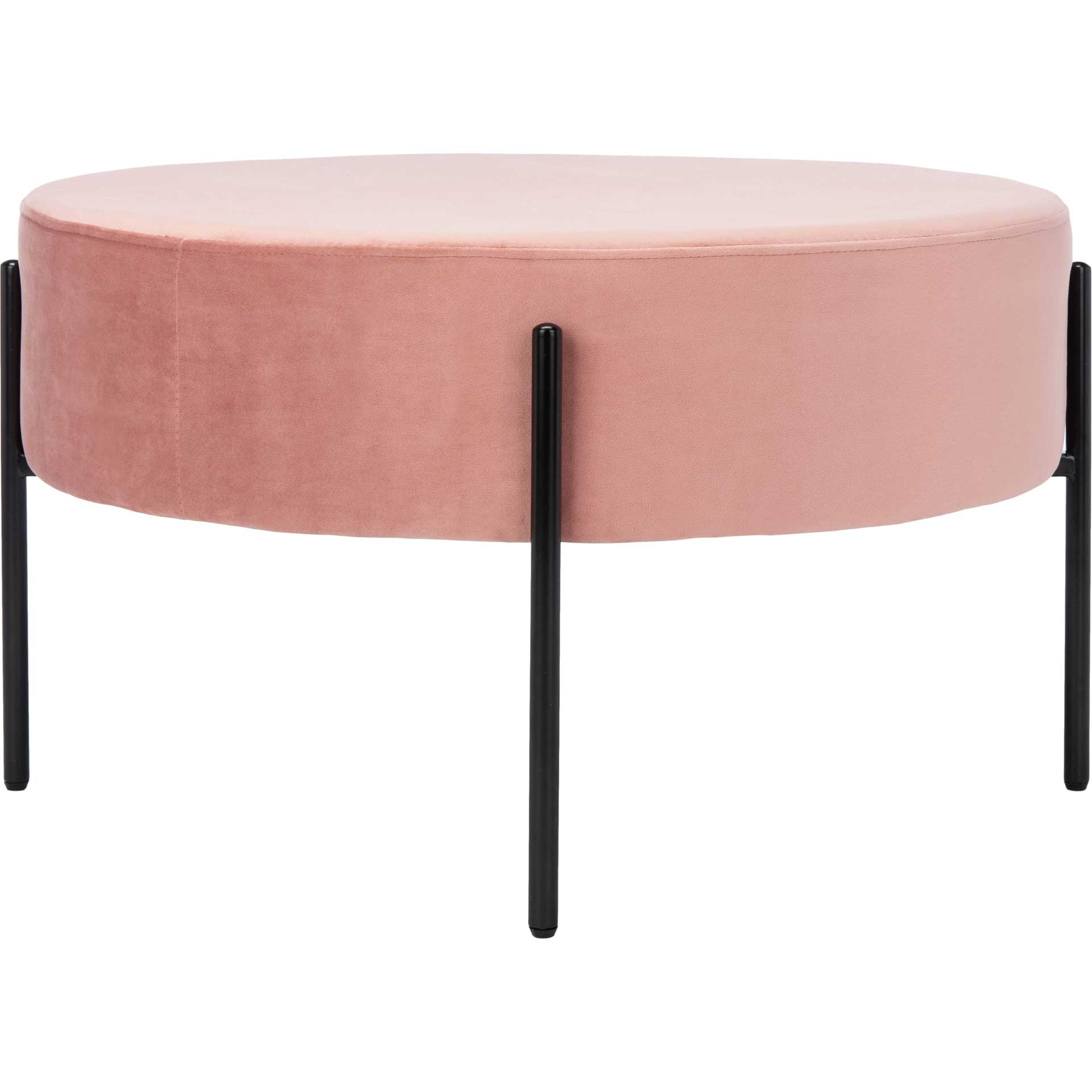 Lincoln Round Cocktail Ottoman Dusty Rose/Black