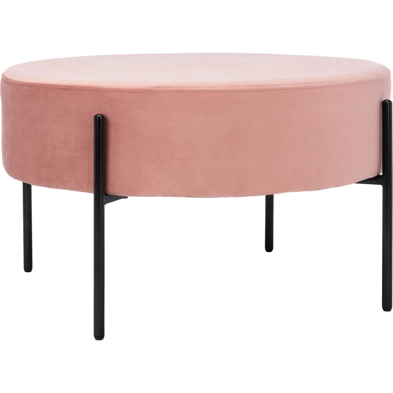 Lincoln Round Cocktail Ottoman Dusty Rose/Black
