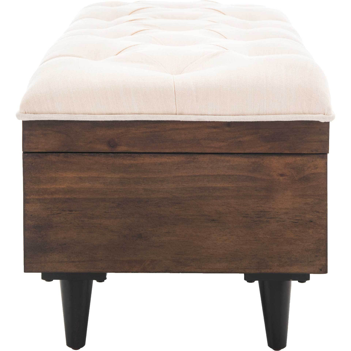 Lily Tufted Cocktail Ottoman Light Beige/Dark Oak