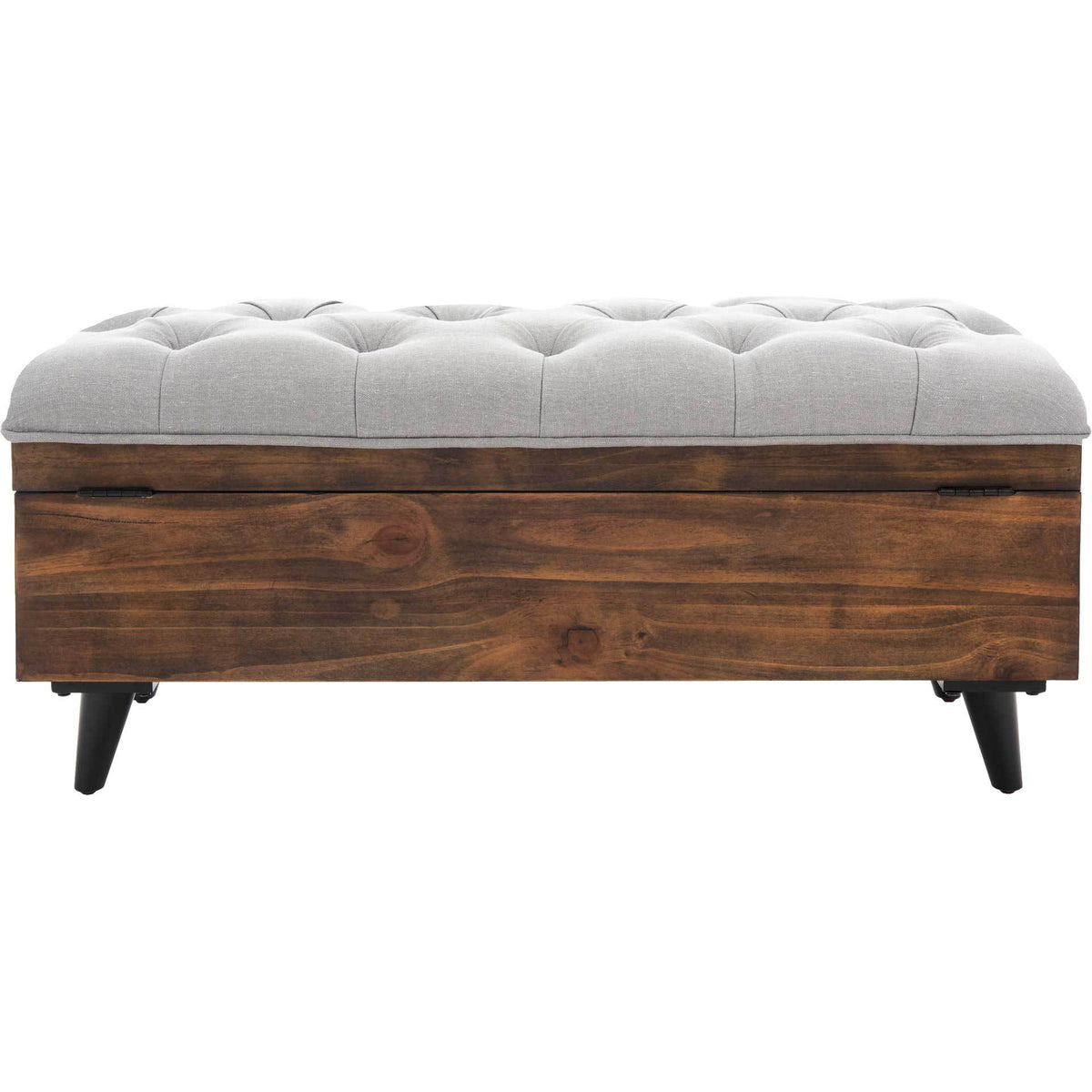 Lily Tufted Cocktail Ottoman Gray/Dark Oak